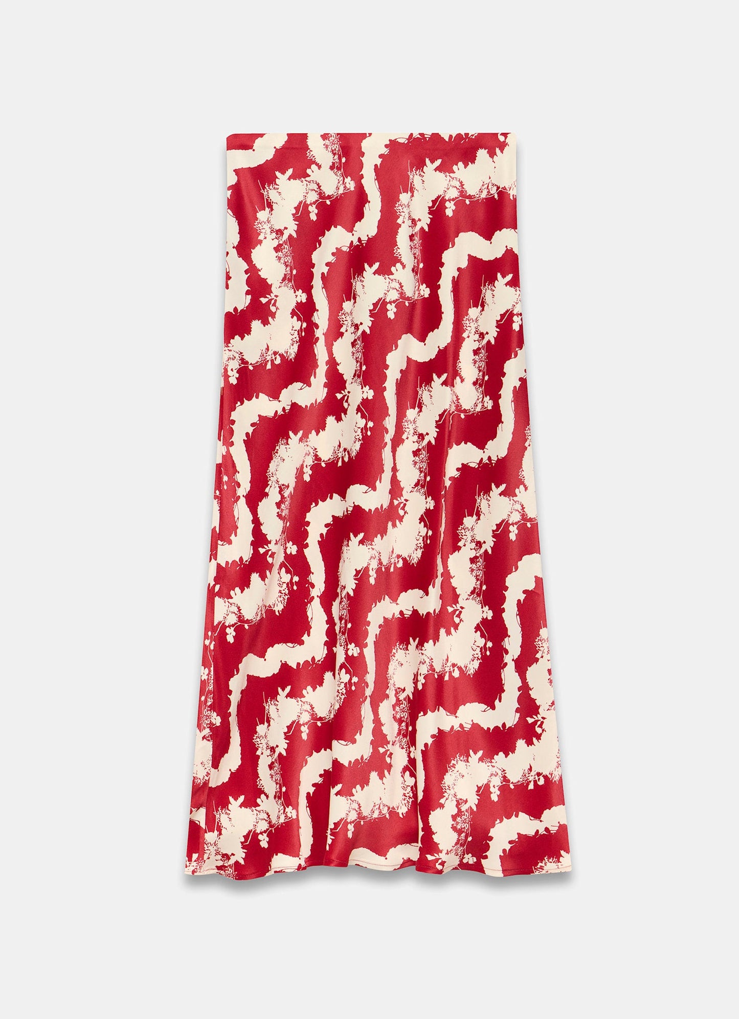 Red Wavy Print Slip Skirt