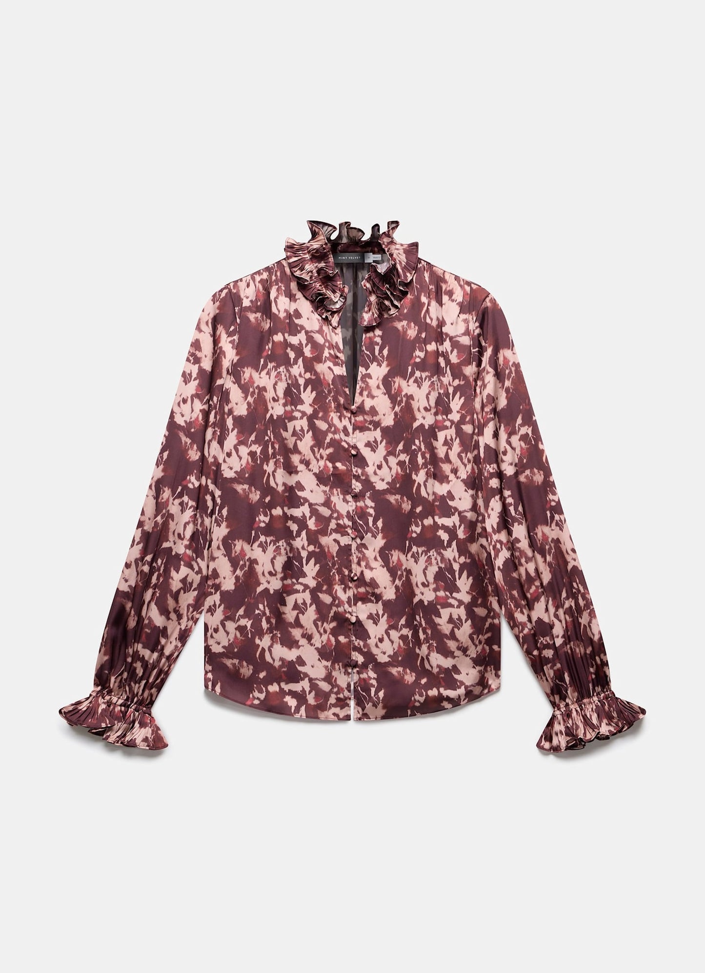 Burgundy Printed Satin Blouse