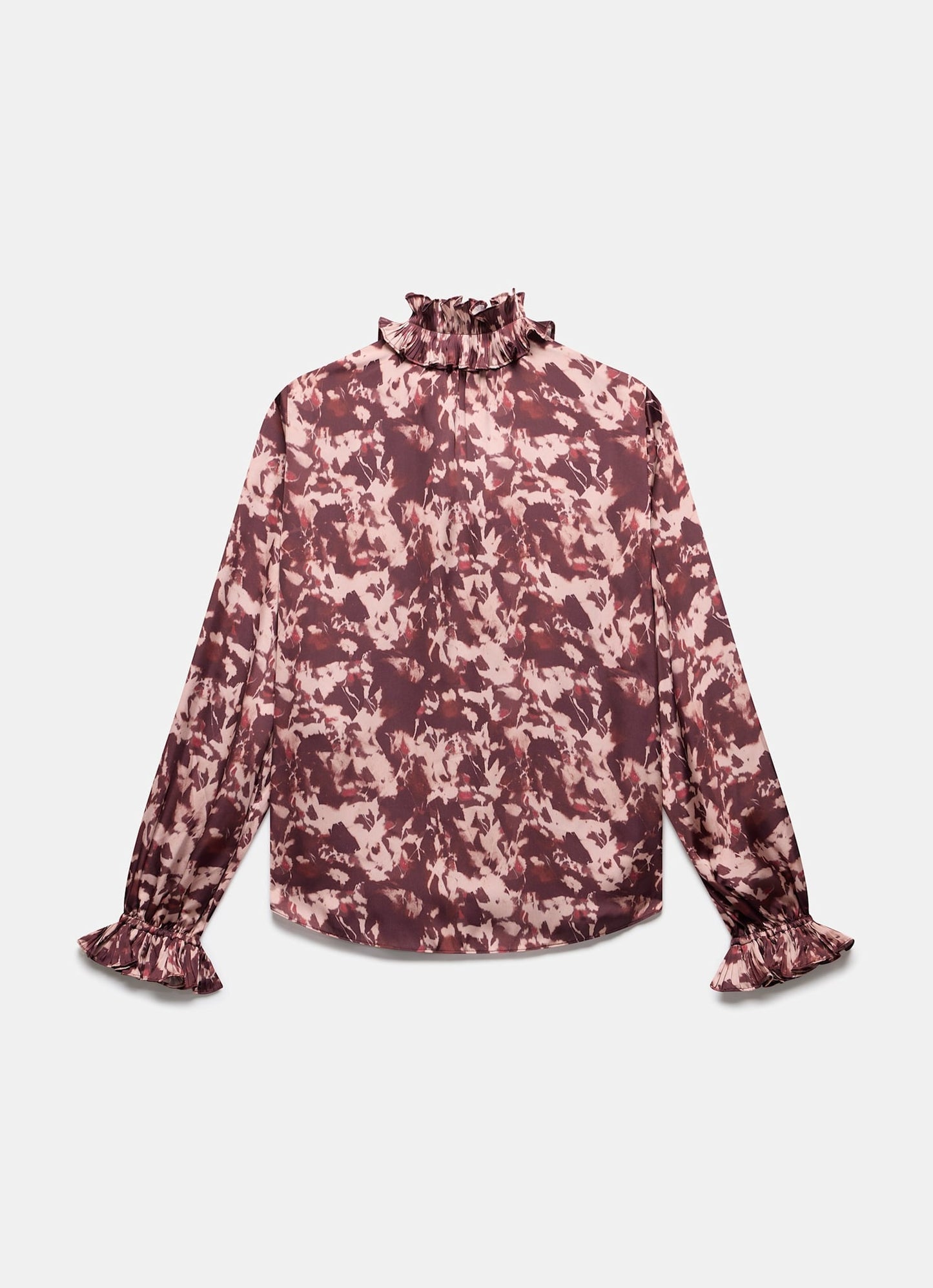 Burgundy Printed Satin Blouse