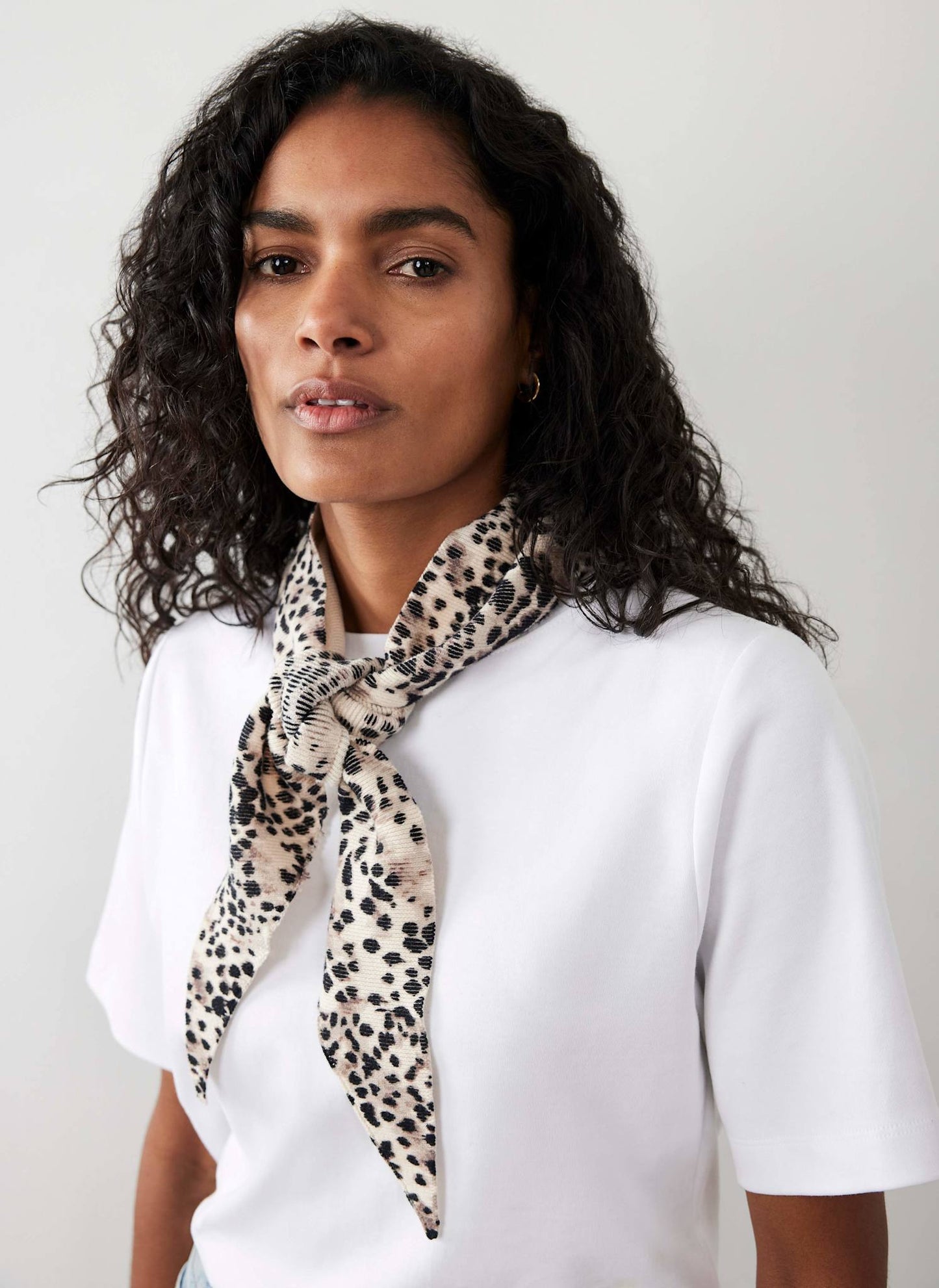 Leopard Print Triangle Neck Scarf