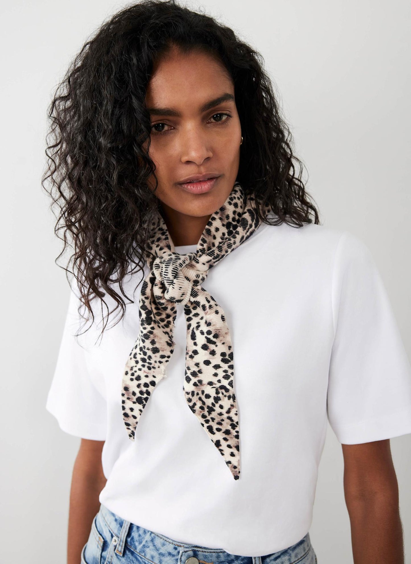 Leopard Print Triangle Neck Scarf
