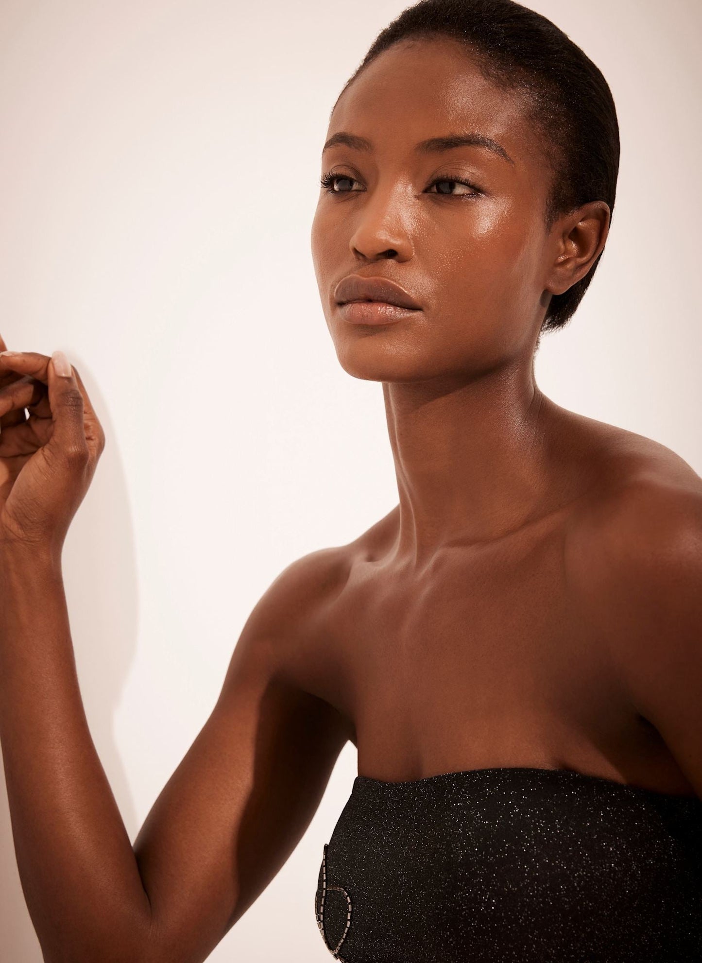 Black Beaded Detail Bandeau Swimsuit