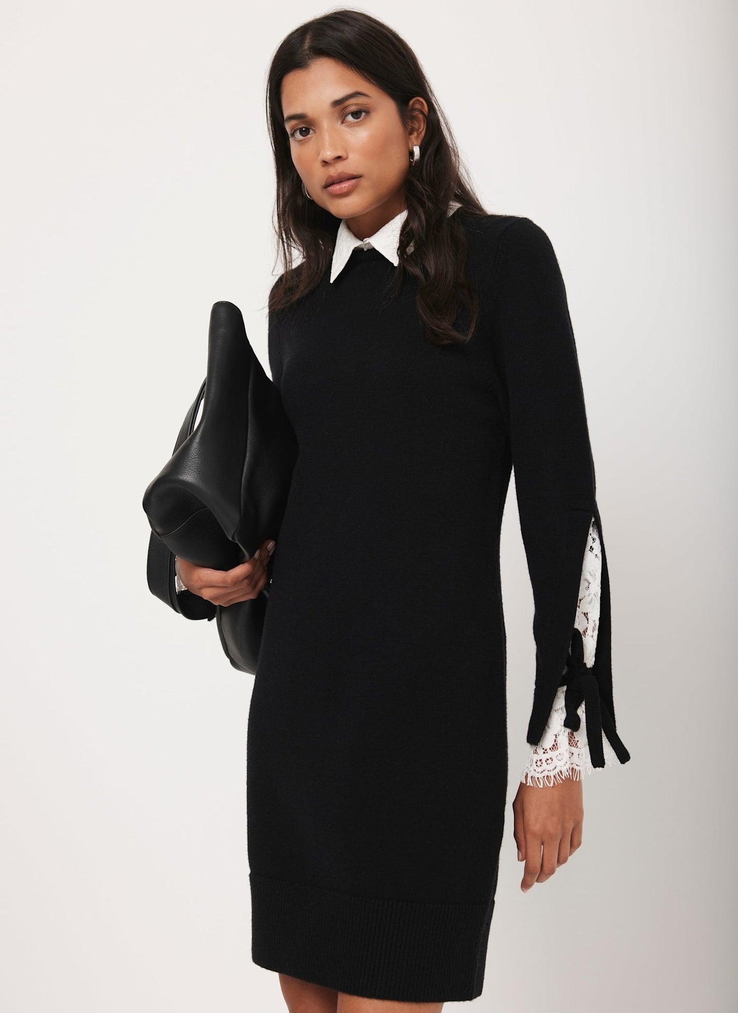 Black Lace Detail Mini Dress