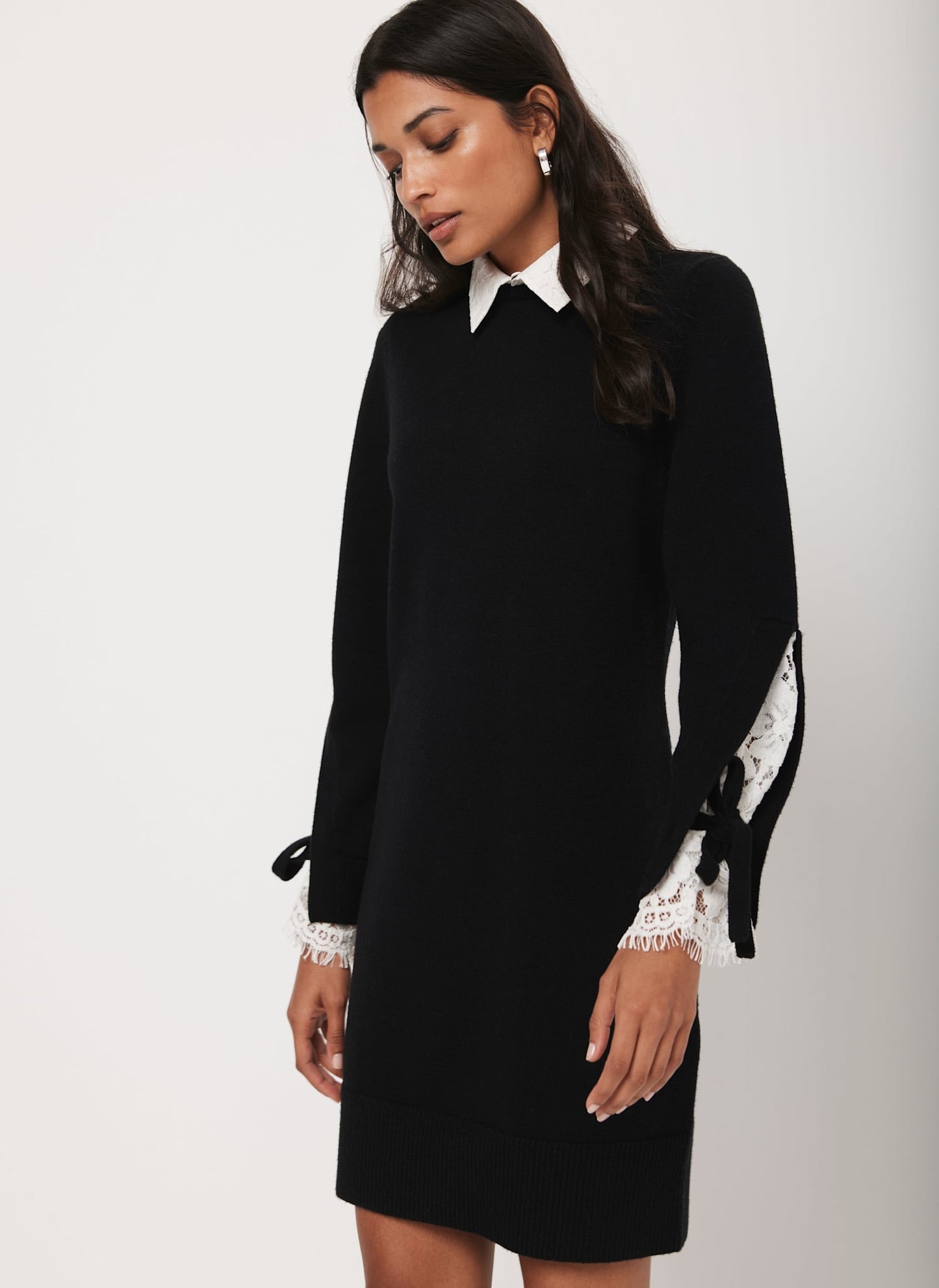 Black Lace Detail Mini Dress