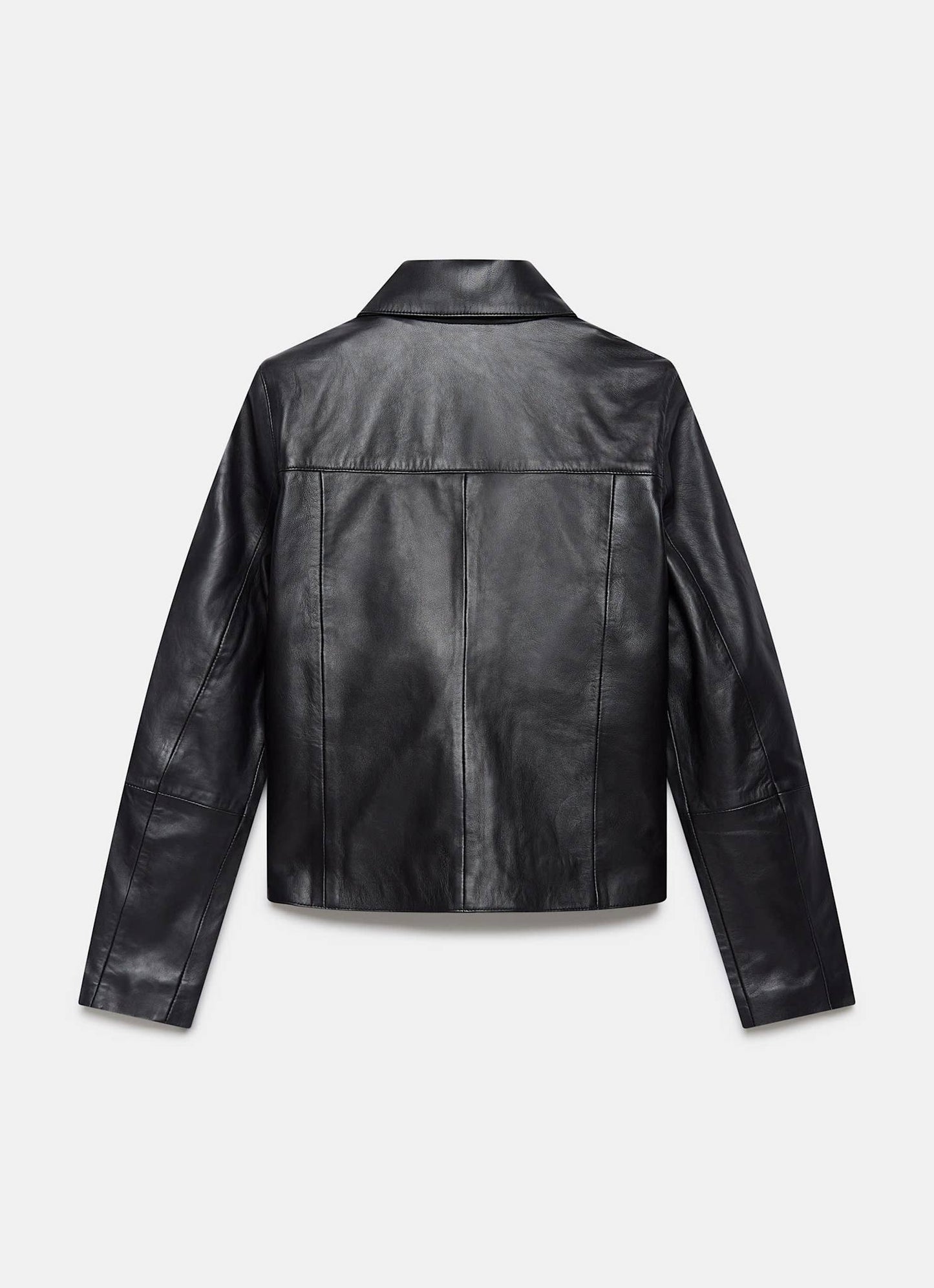 Black Leather Pocket Detail Jacket