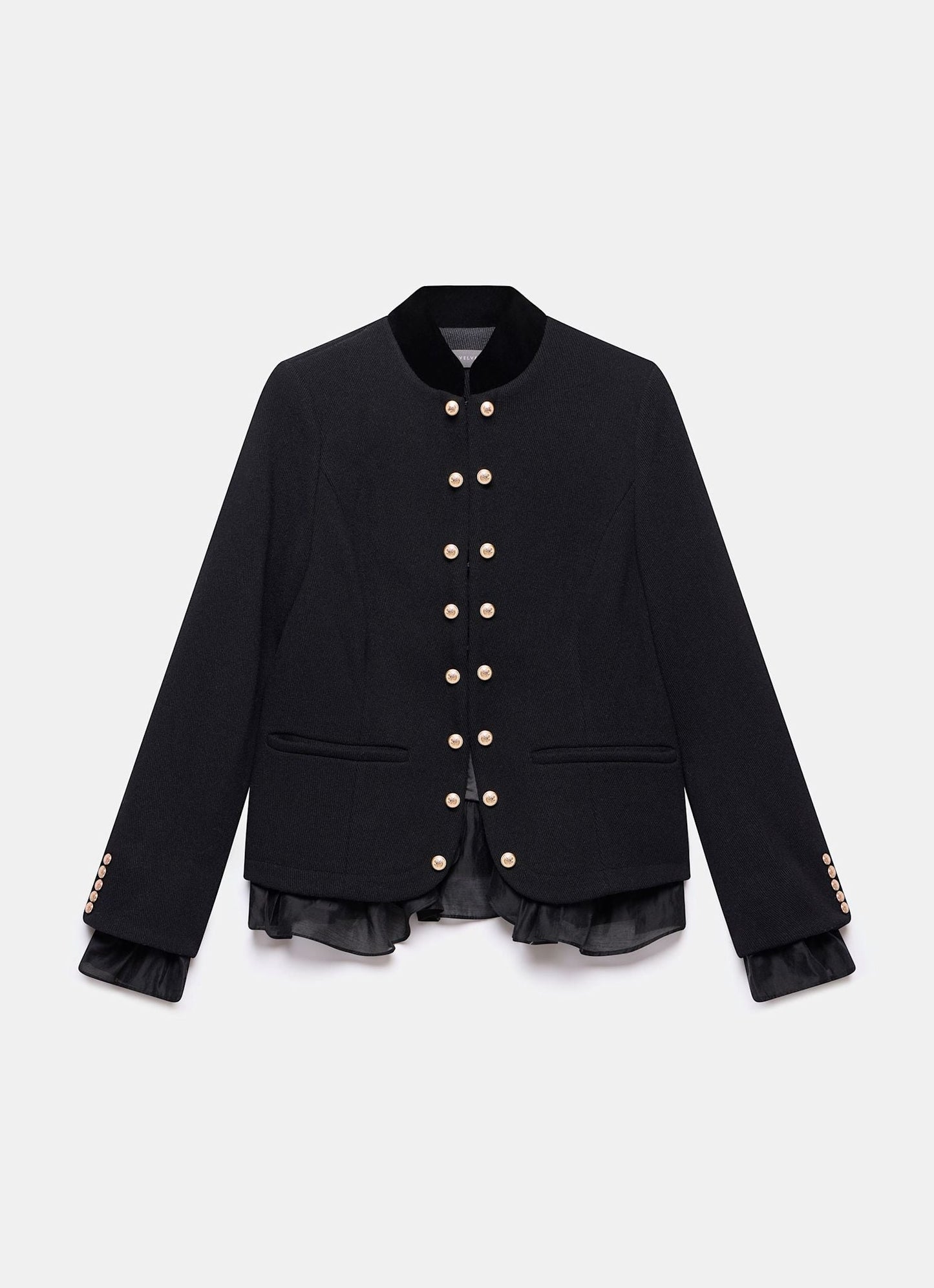 Black Military Wool Blend Jacket
