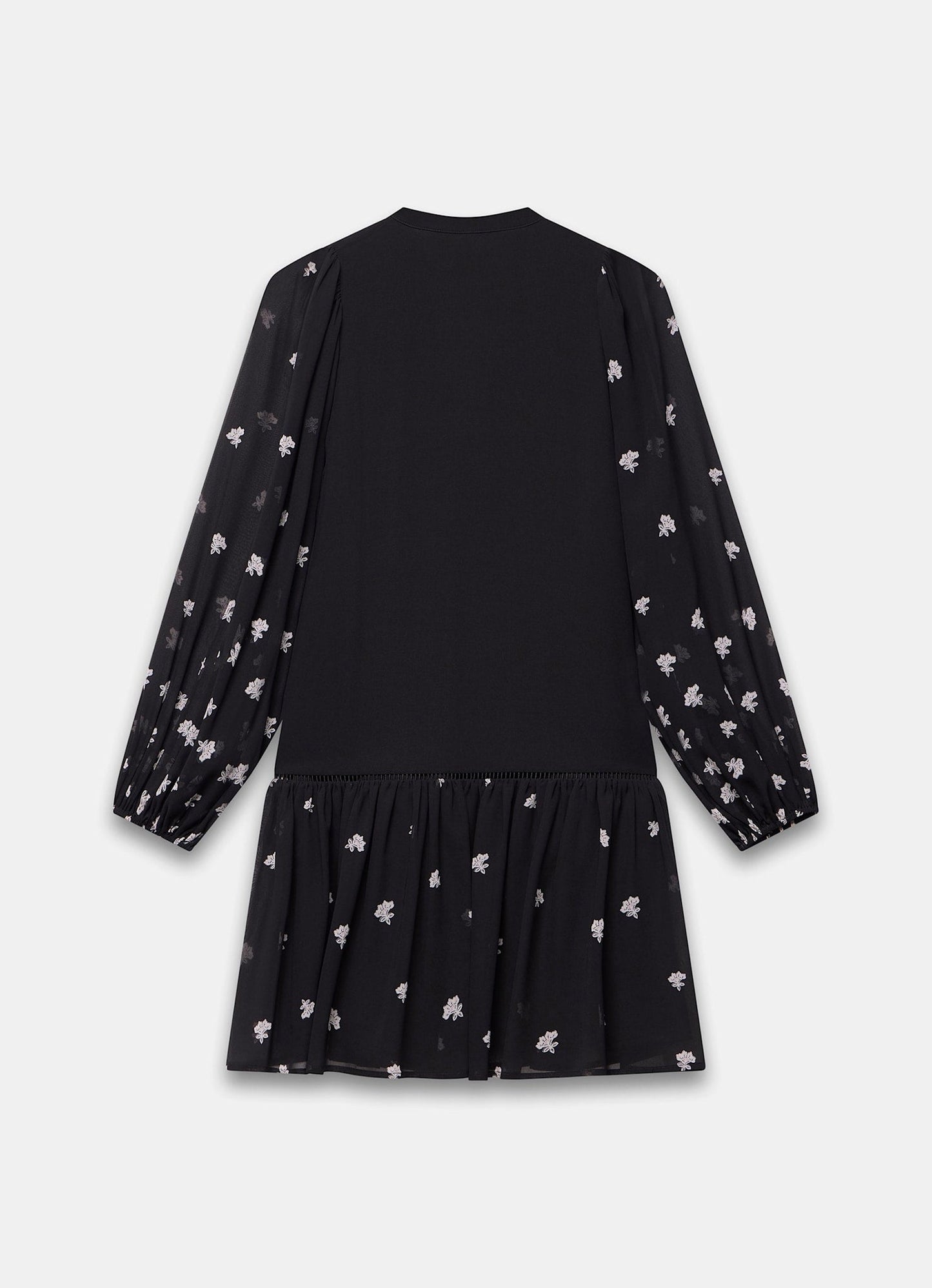 Black Floral Print Boho Mini Dress