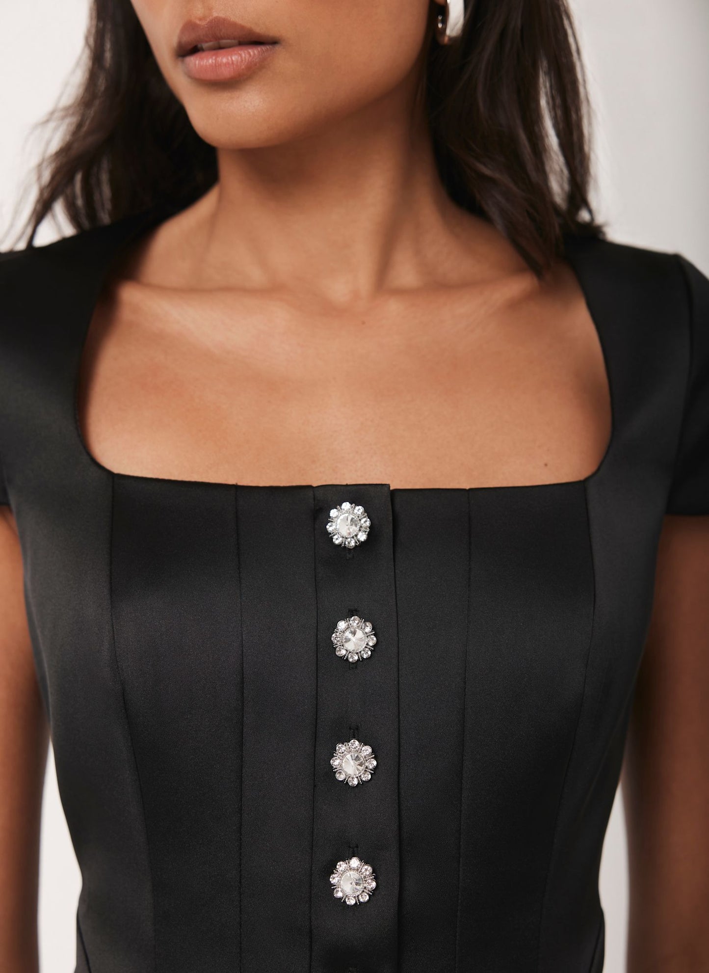Black Satin Midi Dress