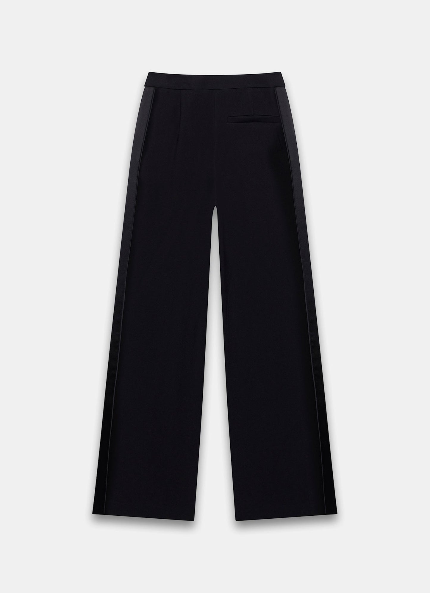Black Satin Stripe Wide Trousers