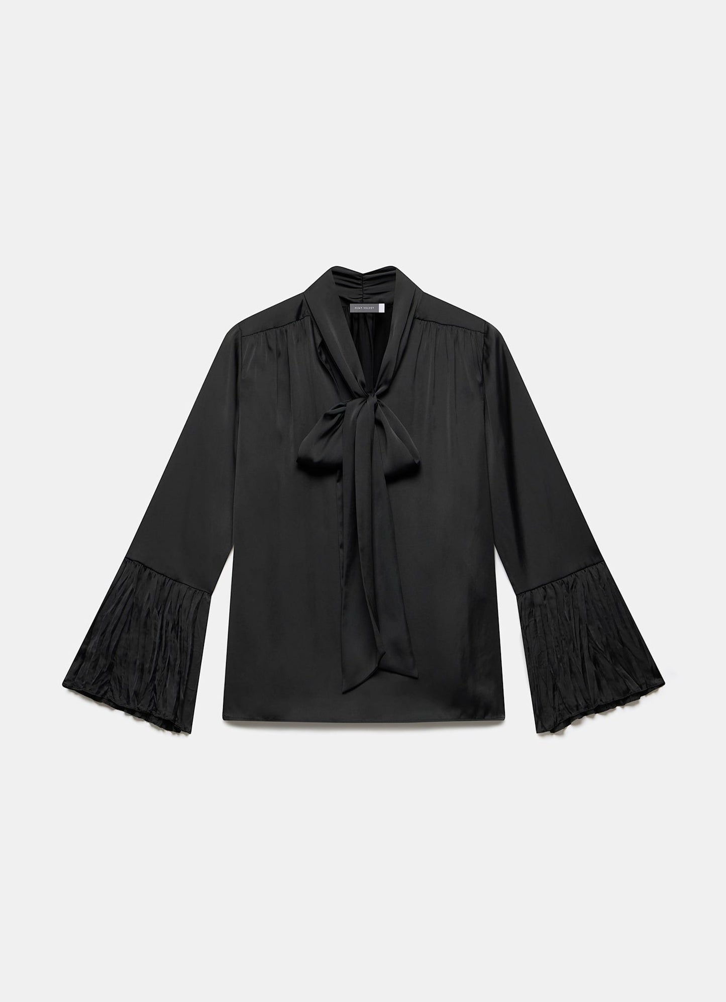 Black Satin Bow Blouse