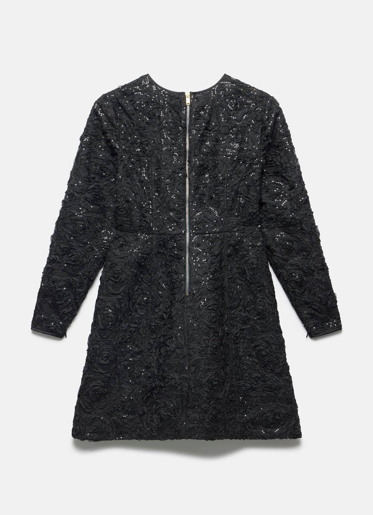 Black Sequin Applique Mini Dress