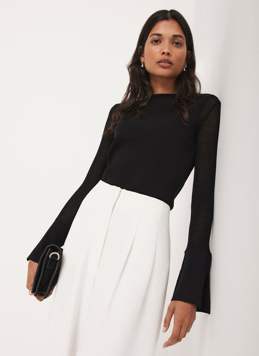 Black Sheer Knit Top