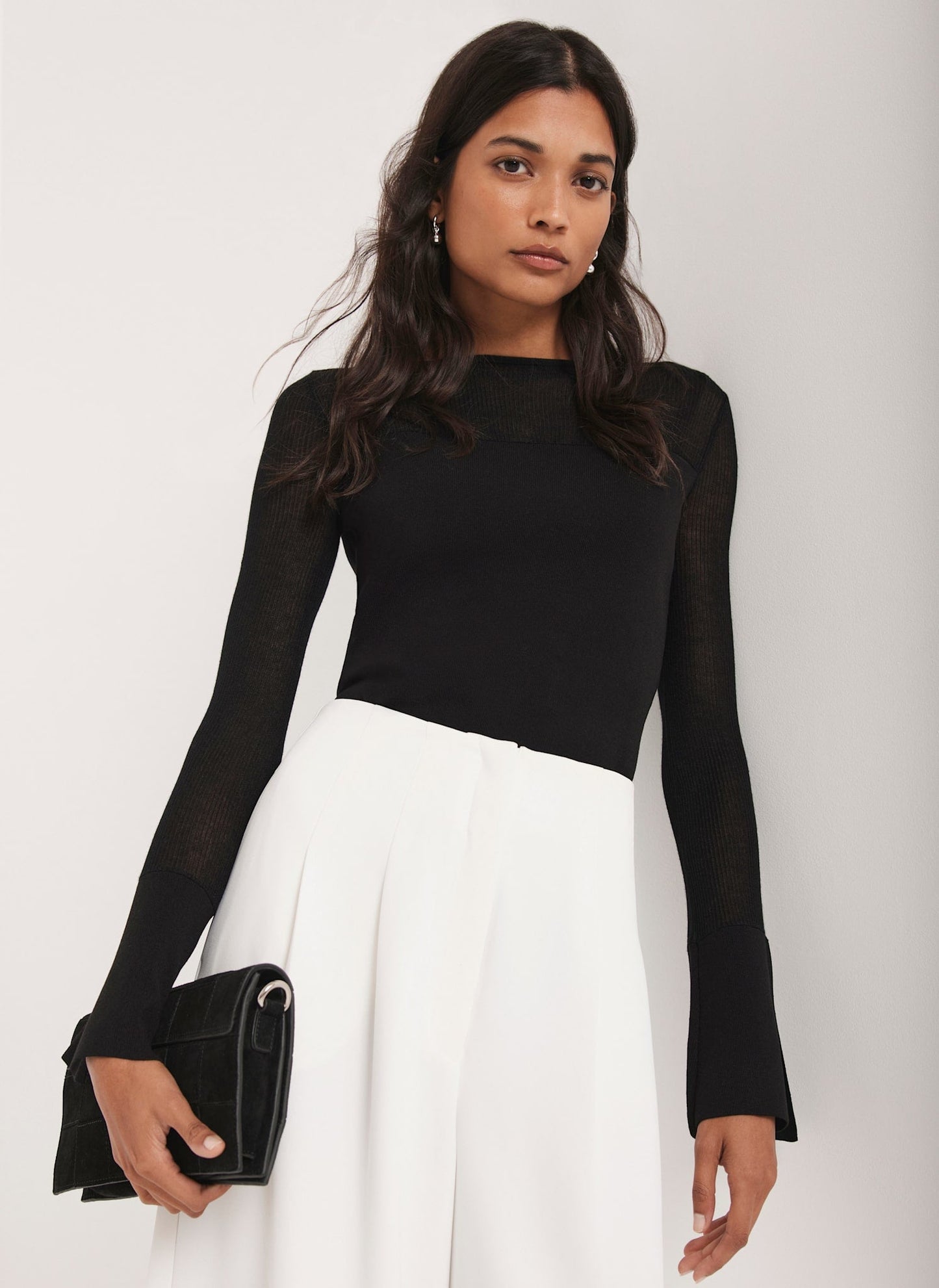 Black Sheer Knit Top