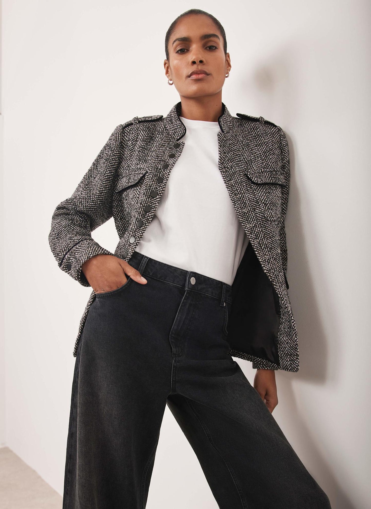 Black Textured Military Jacket