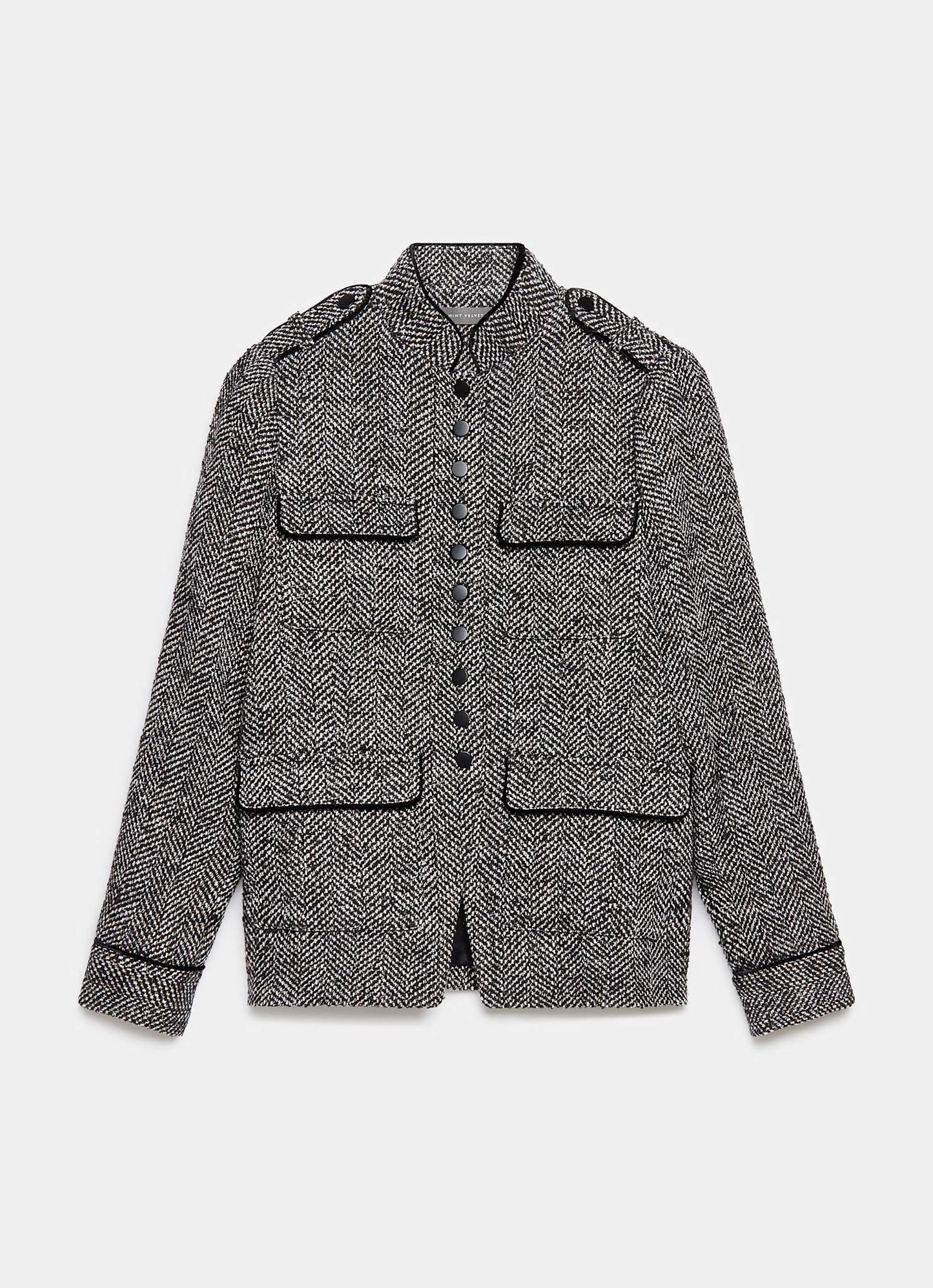 Black Textured Military Jacket