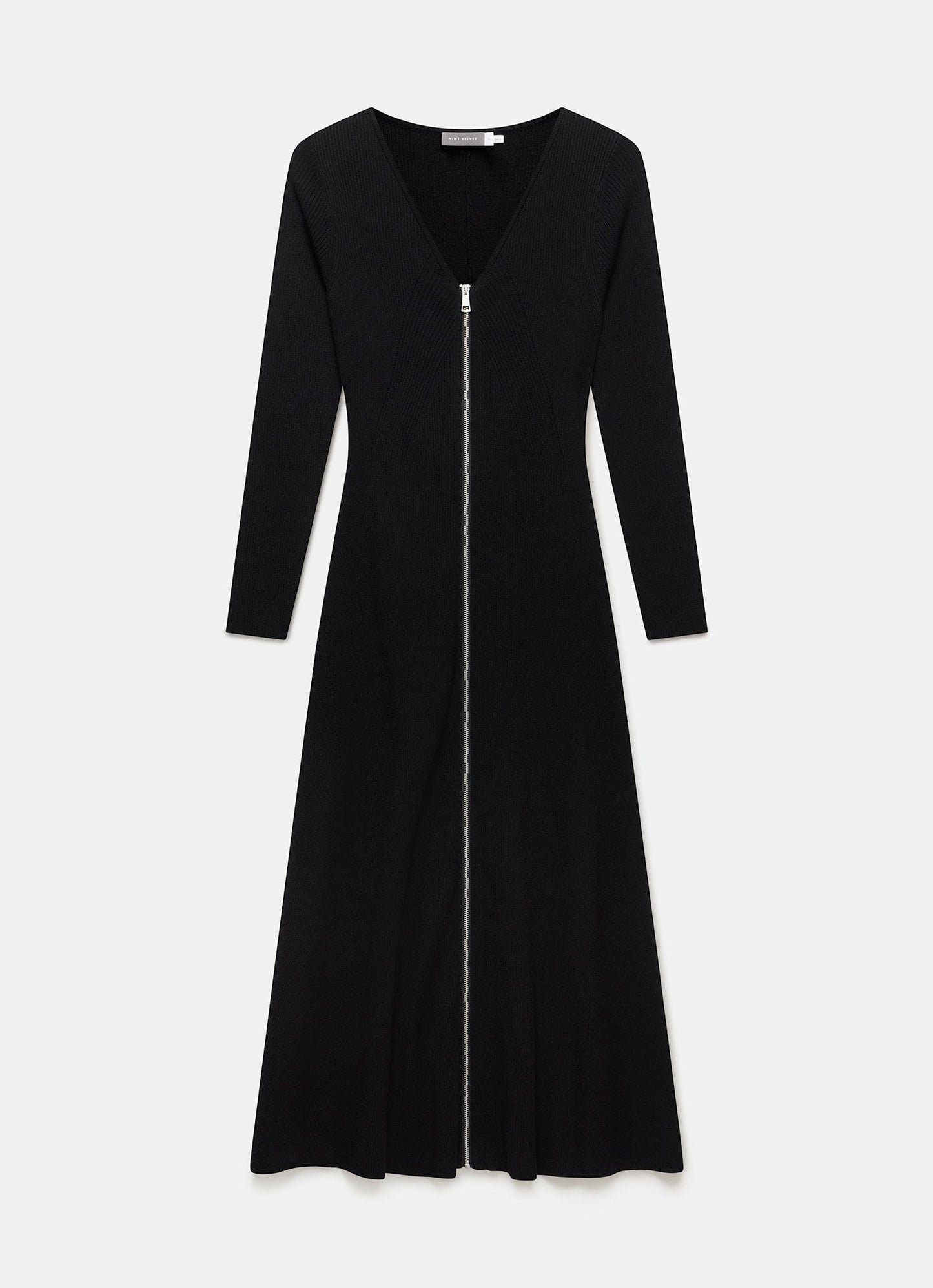 Black Ribbed Knit Maxi Dress