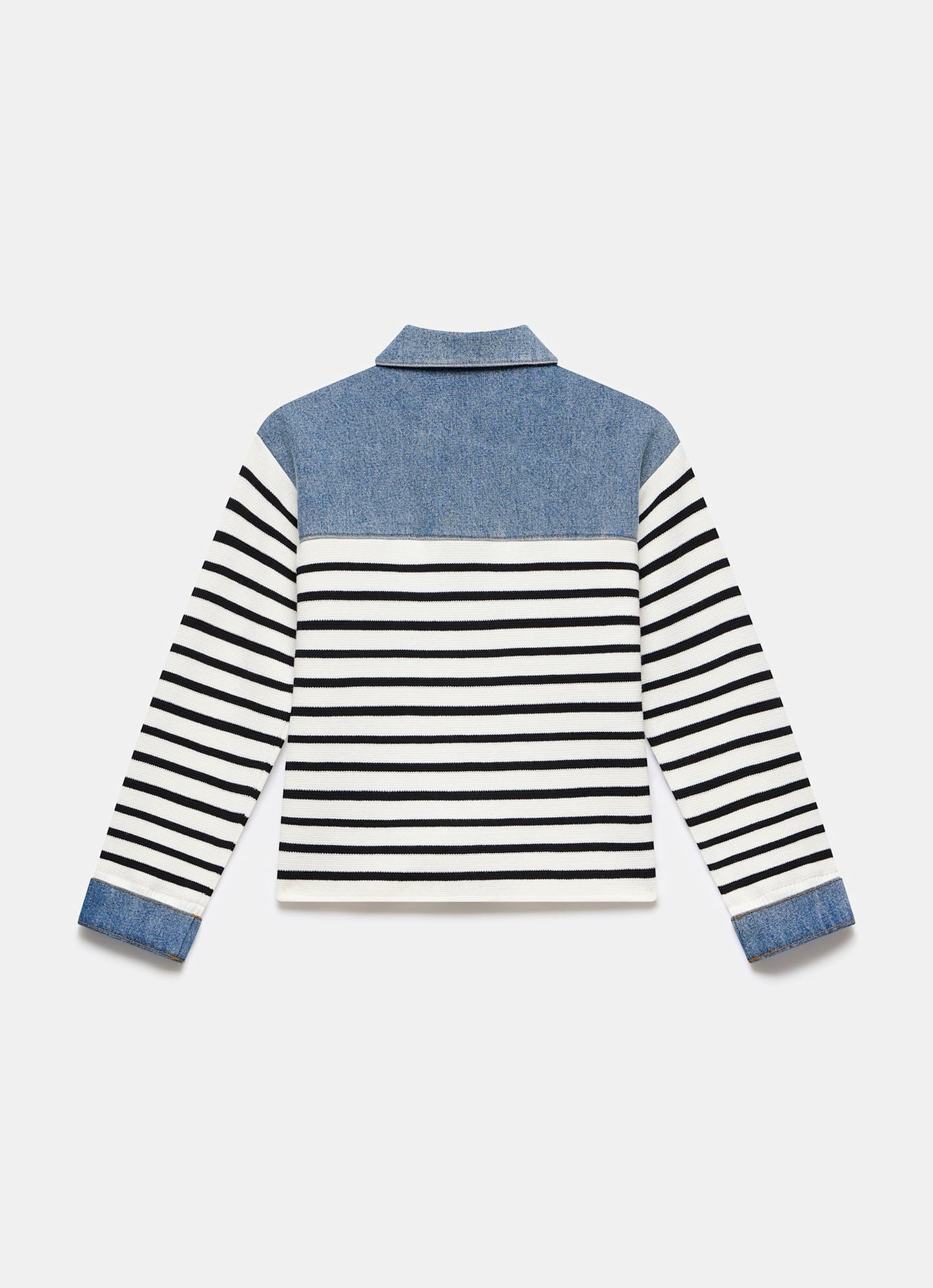 Blue Denim Striped Knit Jacket