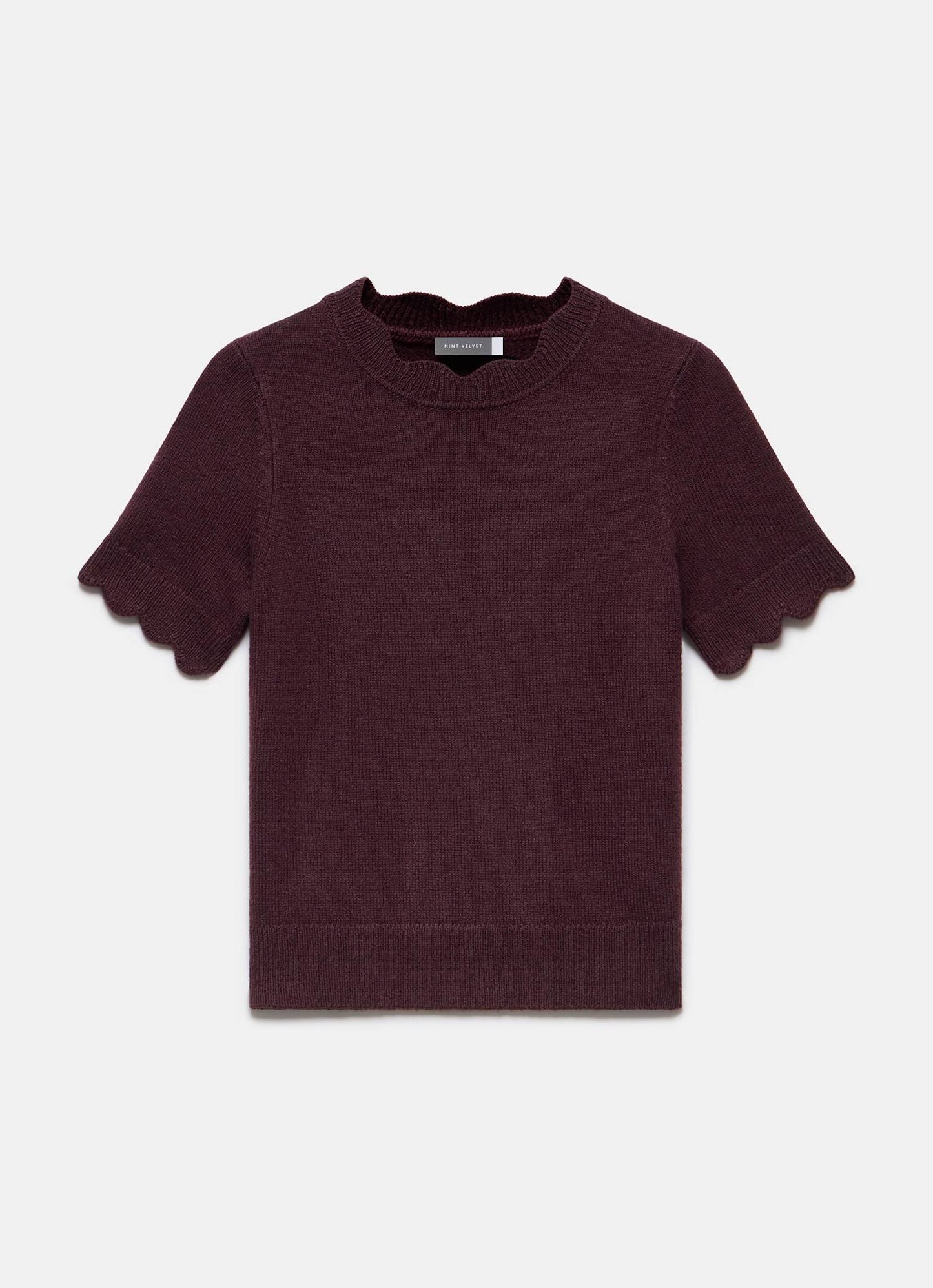 Burgundy Scallop Knit Top