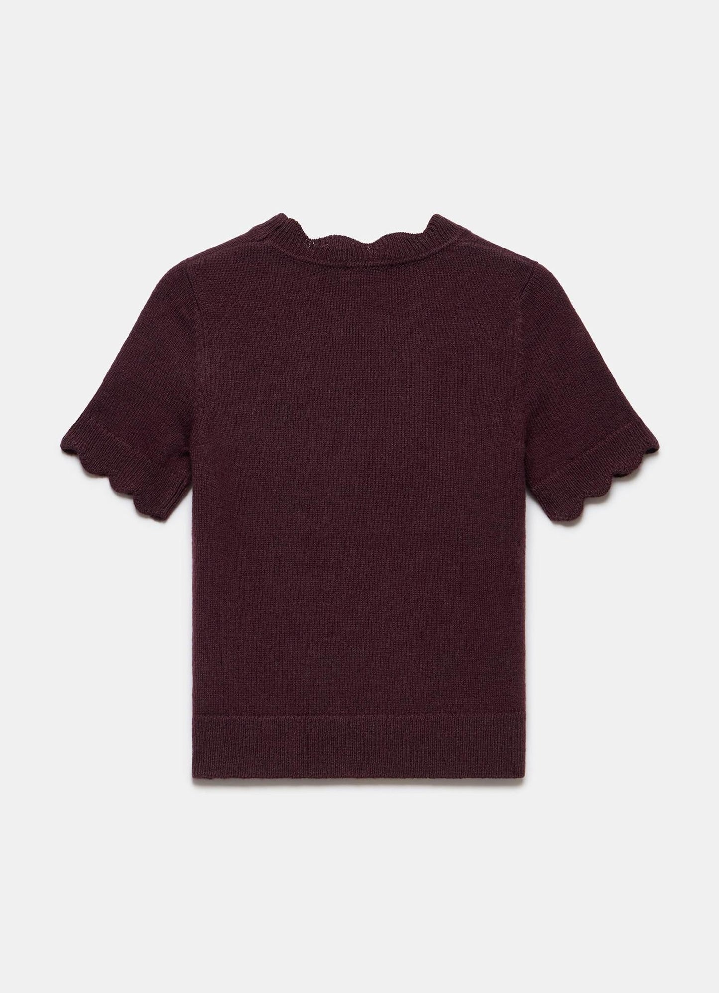 Burgundy Scallop Knit Top