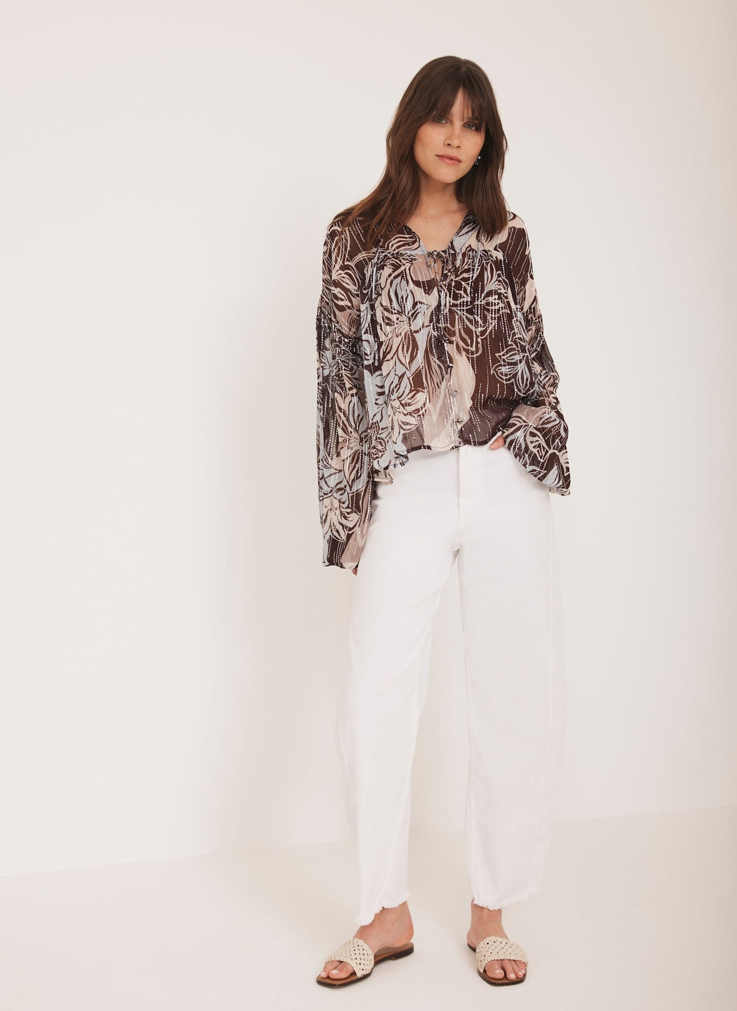Brown Floral Print Blouse