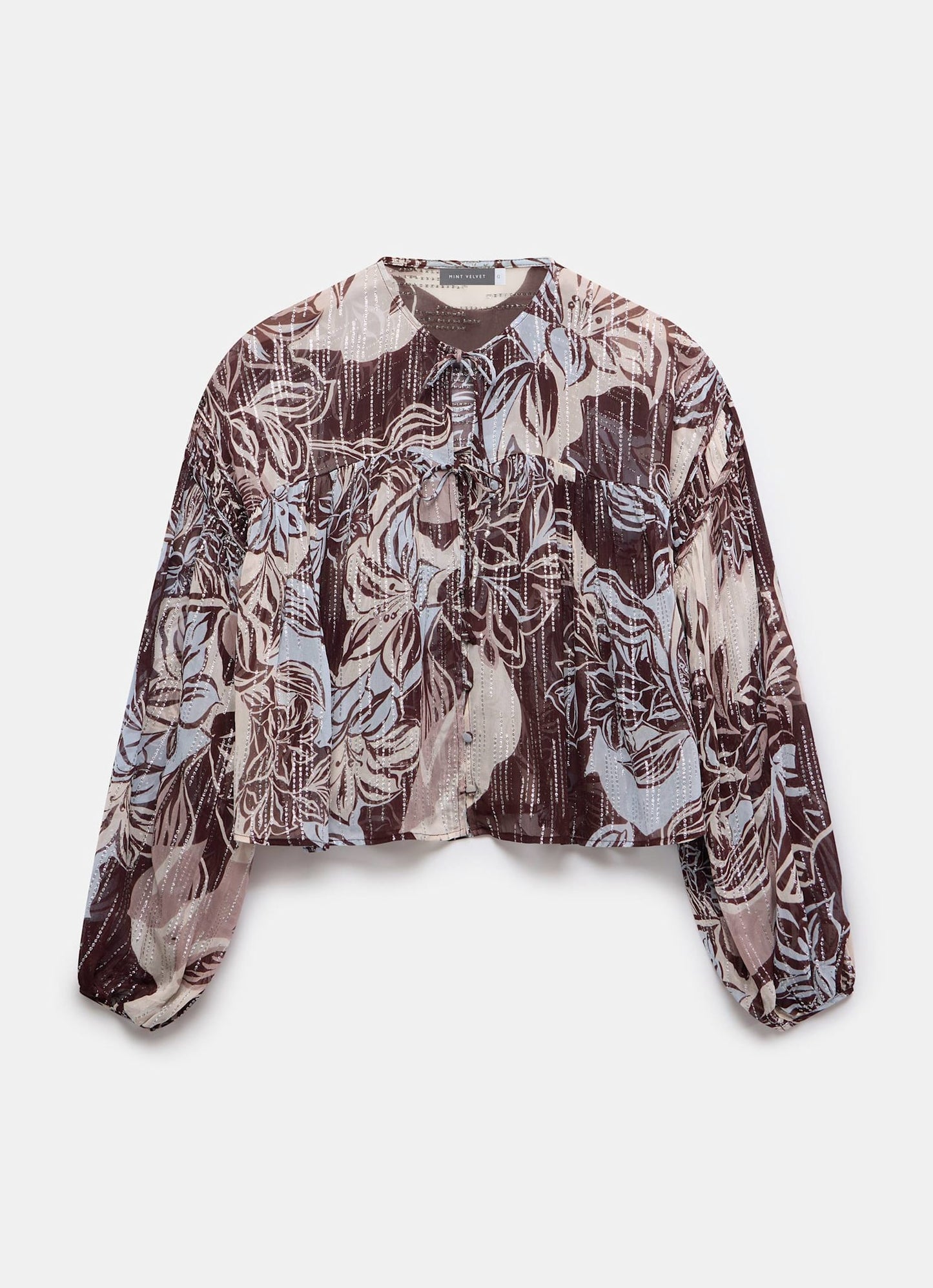 Brown Floral Print Blouse