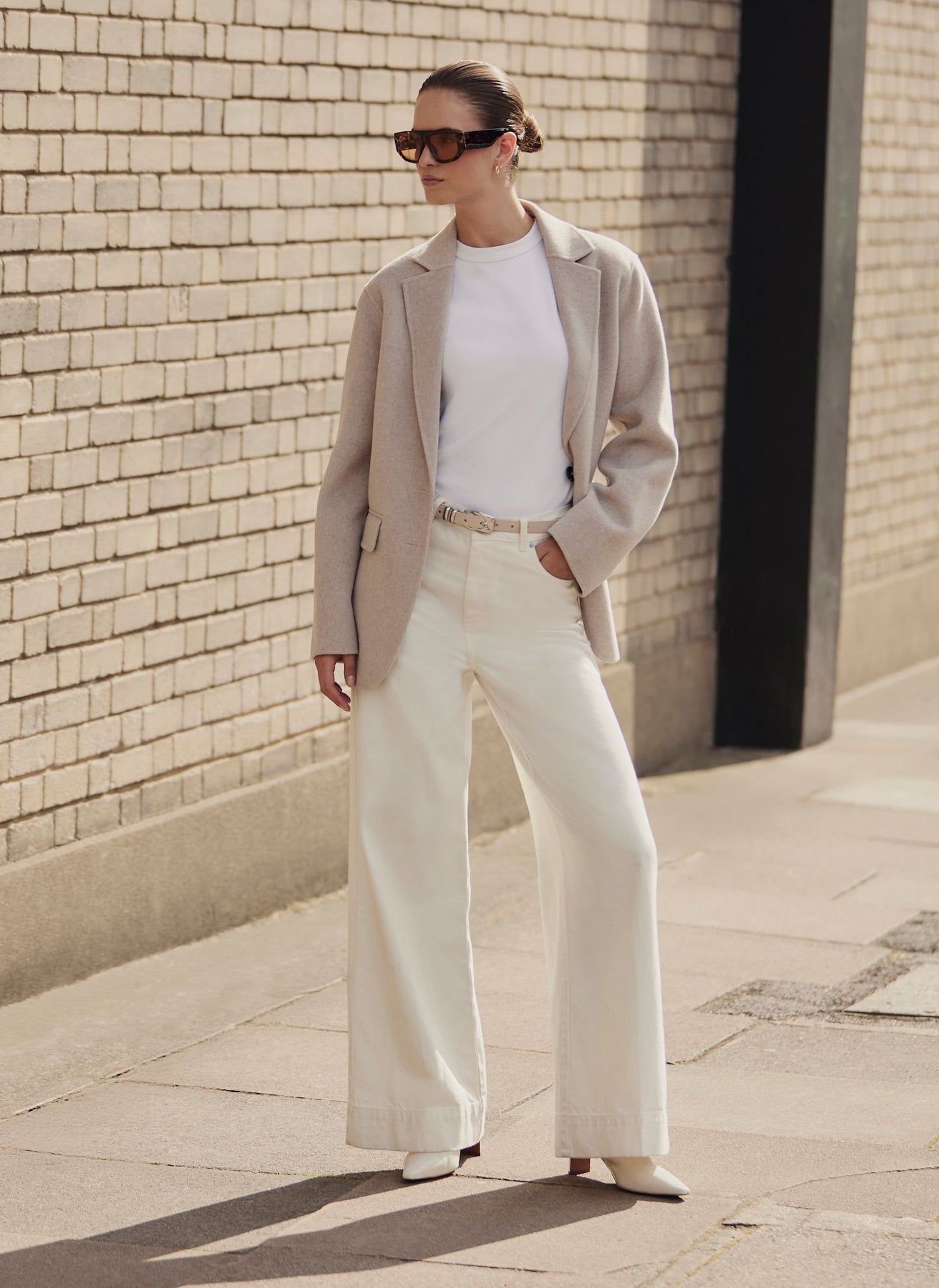 Neutral Wool Blend Hand Finished Blazer