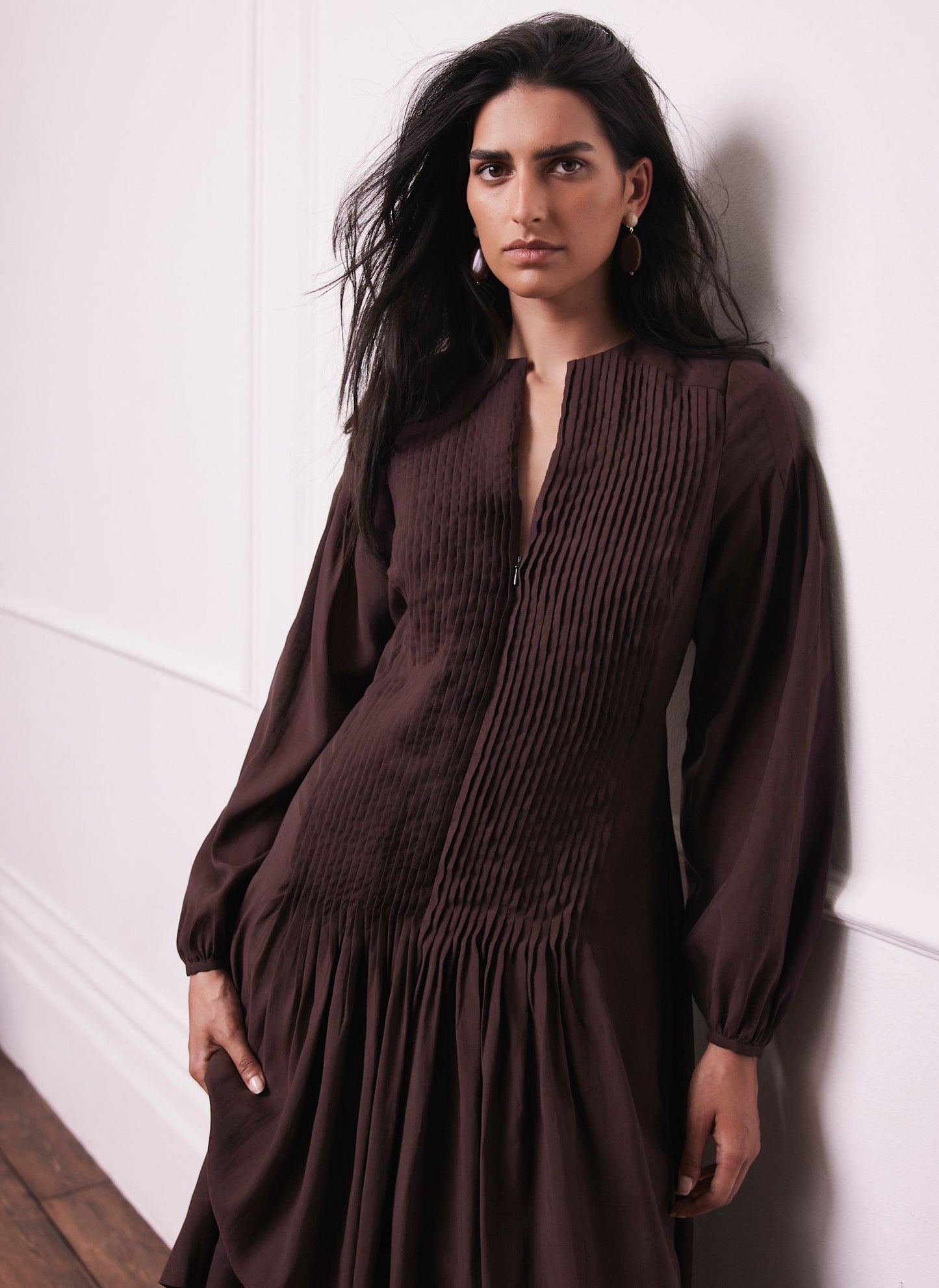Burgundy Pintuck Maxi Dress
