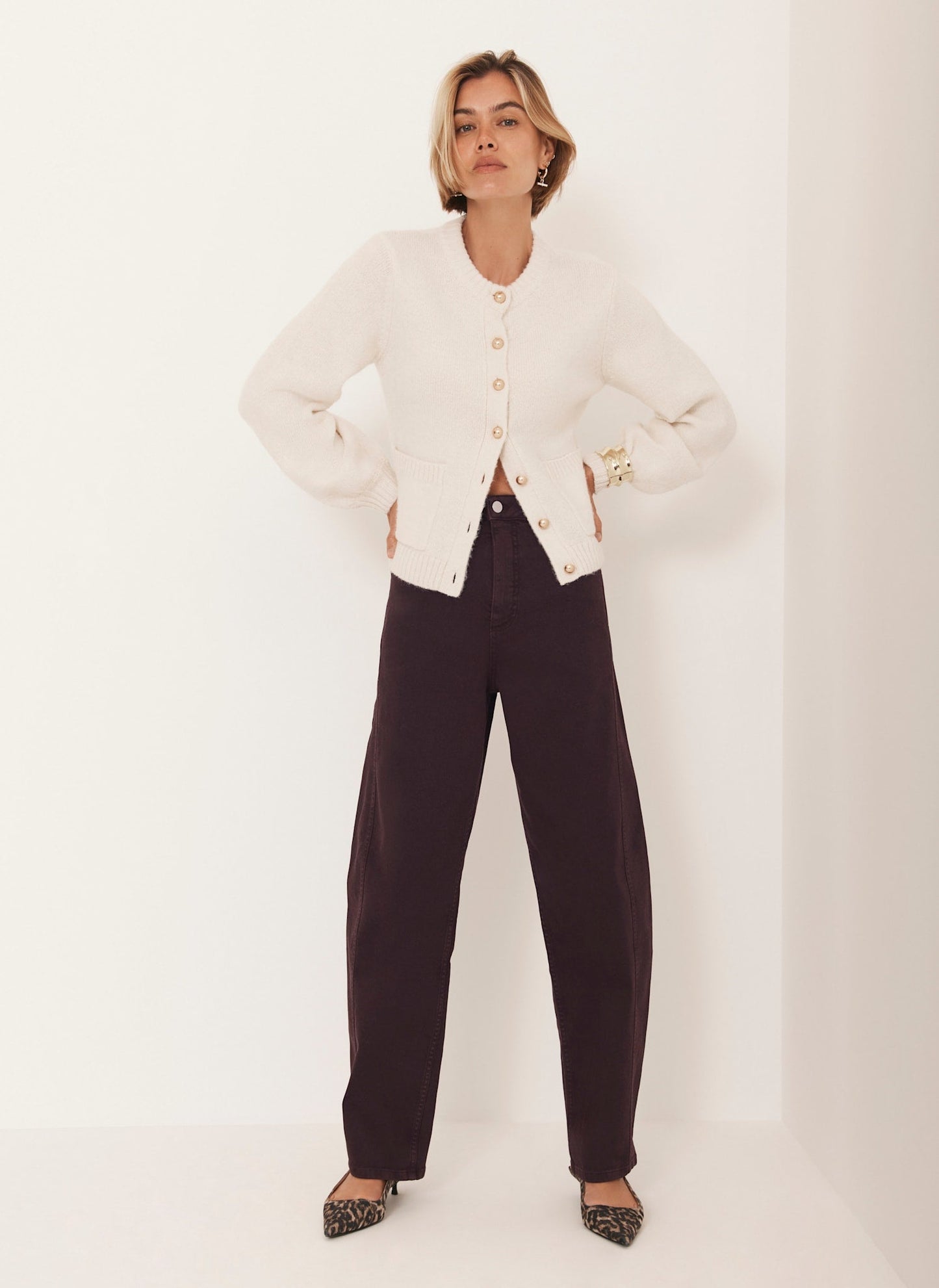 Burgundy Barrel Leg Jeans