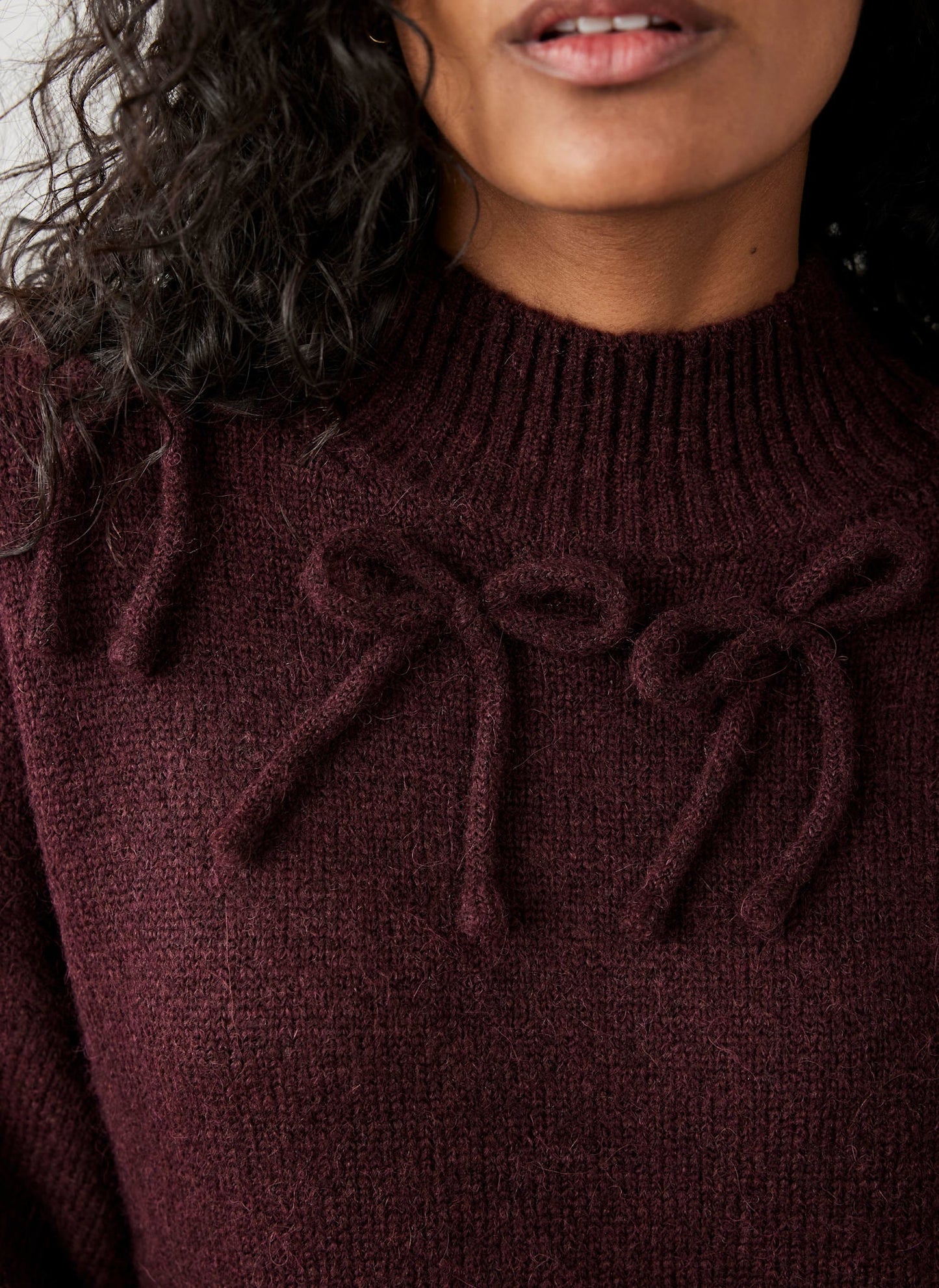 Burgundy Knit Bow Jumper Dress