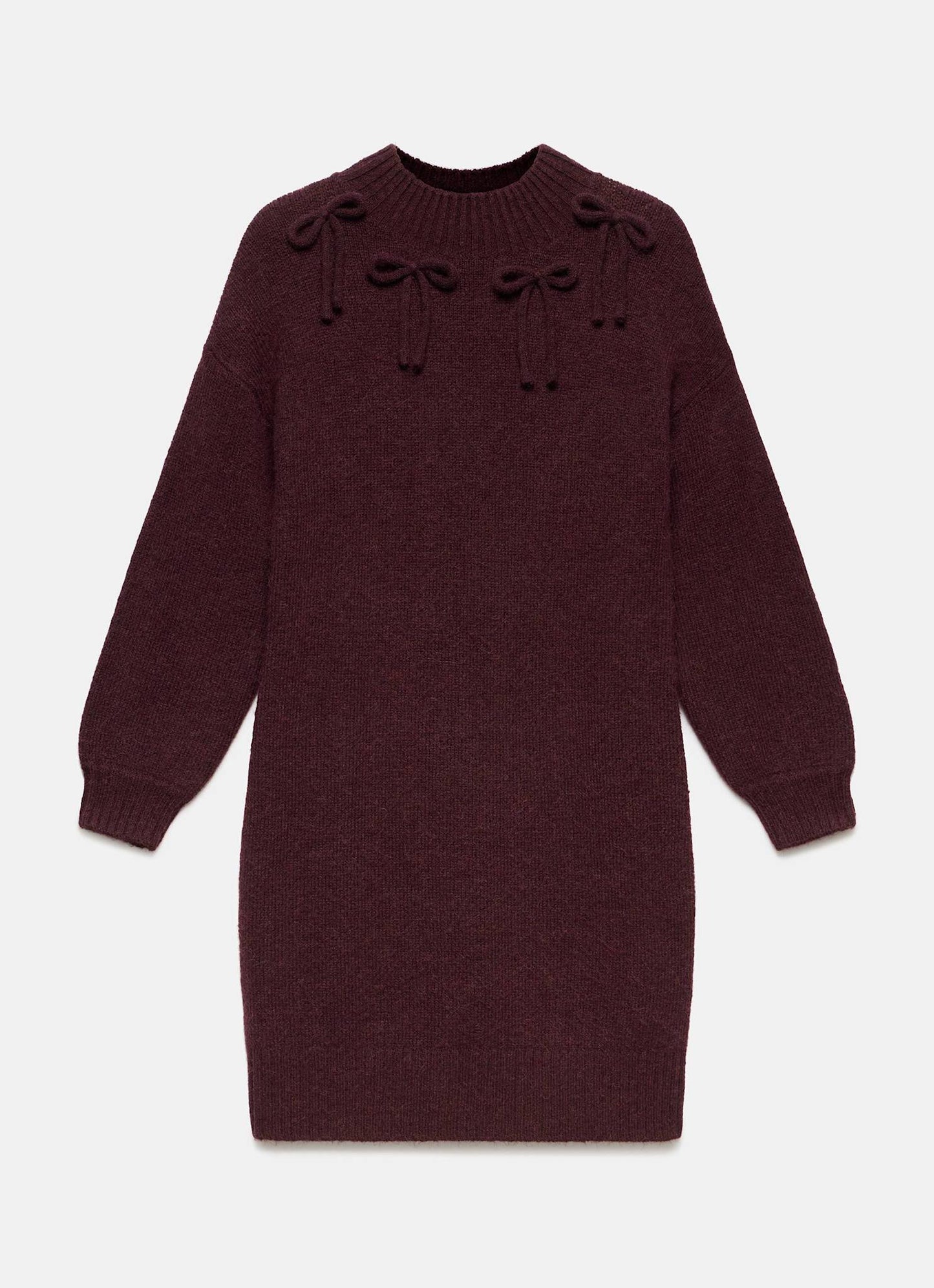 Burgundy Knit Bow Jumper Dress