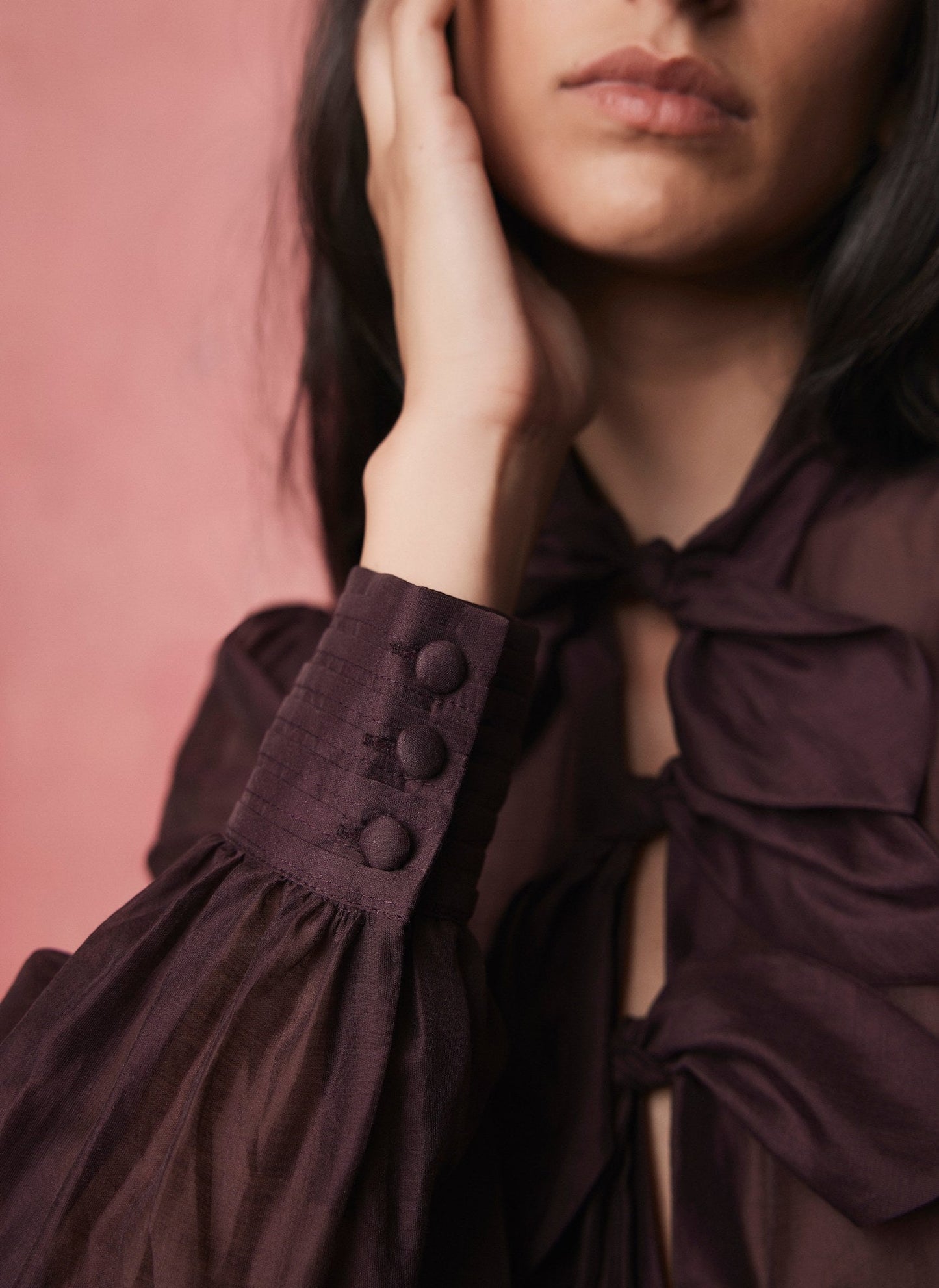Burgundy Bow Detail Blouse
