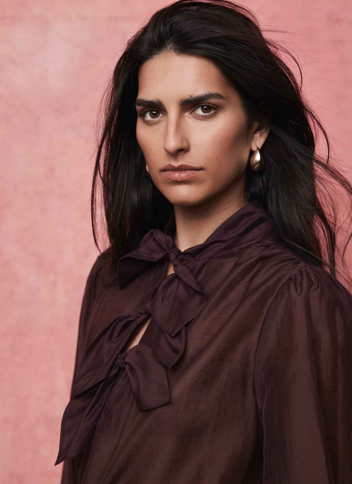 Burgundy Bow Detail Blouse