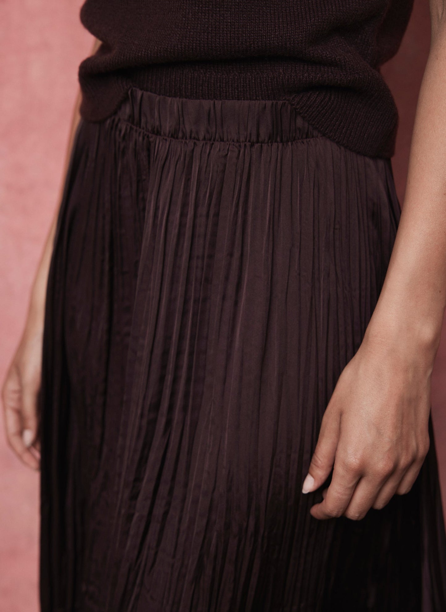 Burgundy Crinkle Textured Maxi Skirt