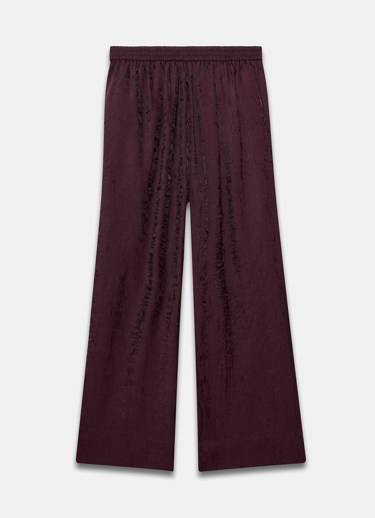 Burgundy Crinkle Textured Wide Trousers