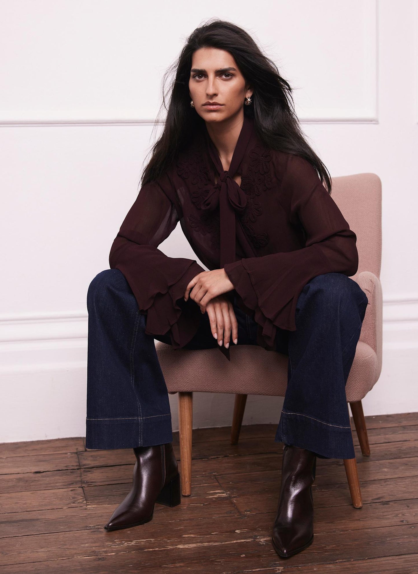 Burgundy Floral Detail Blouse
