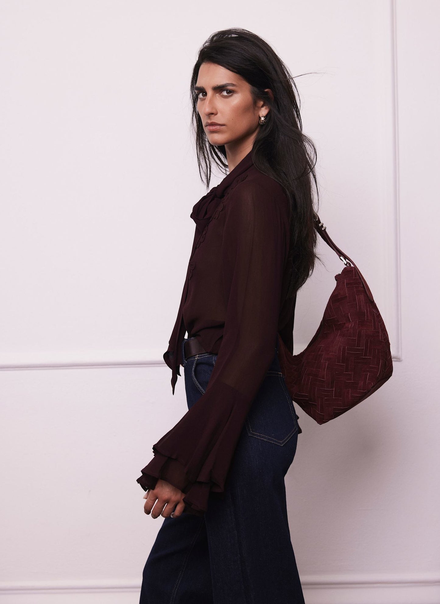 Burgundy Floral Detail Blouse