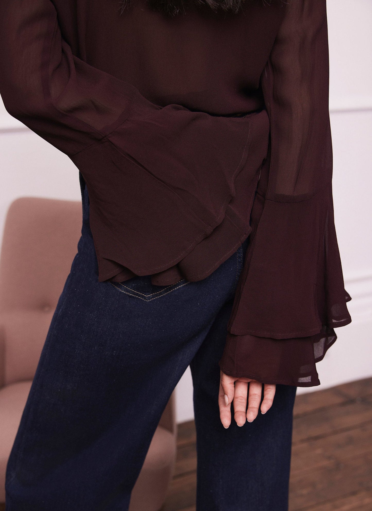 Burgundy Floral Detail Blouse