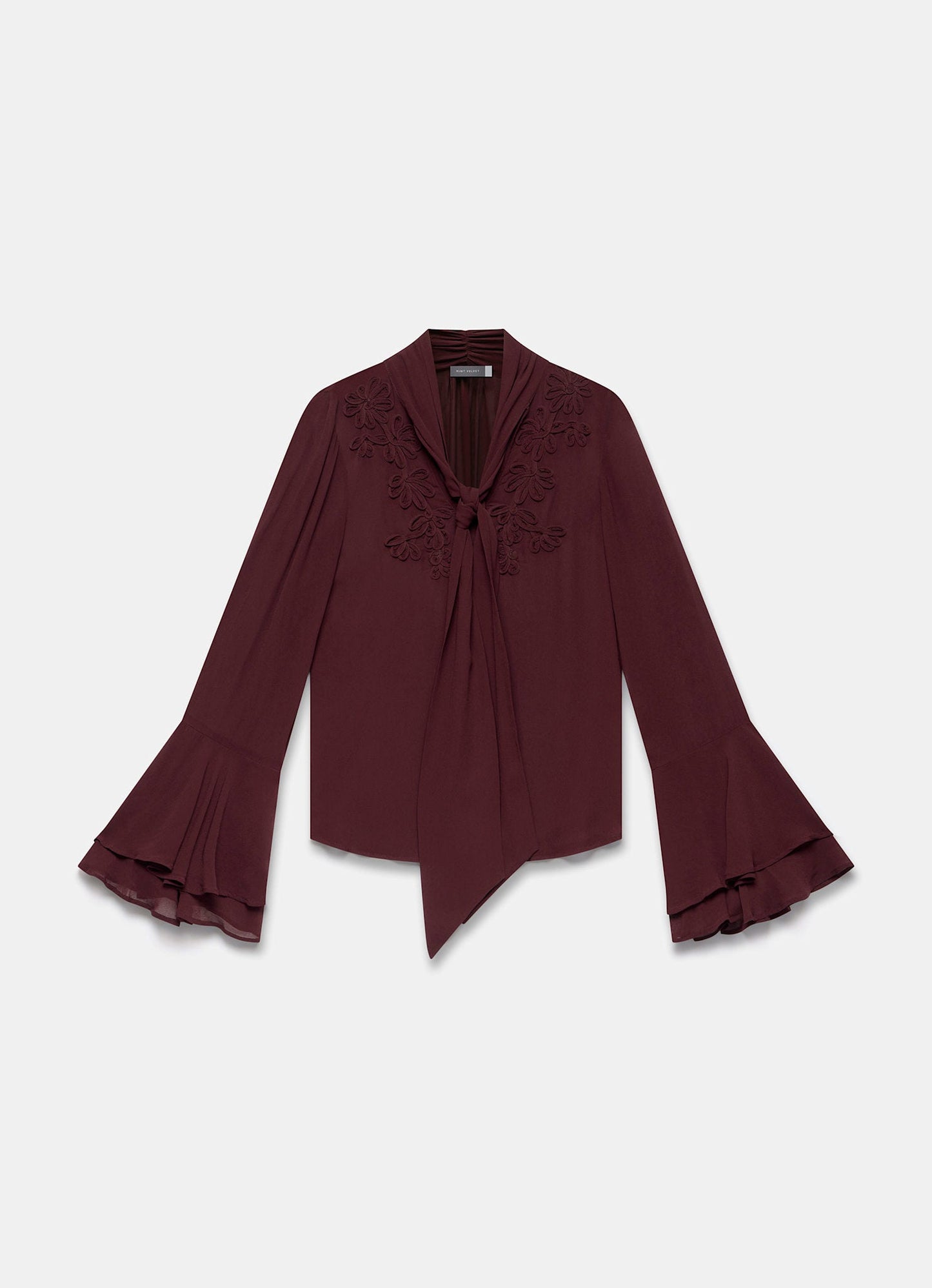 Burgundy Floral Detail Blouse
