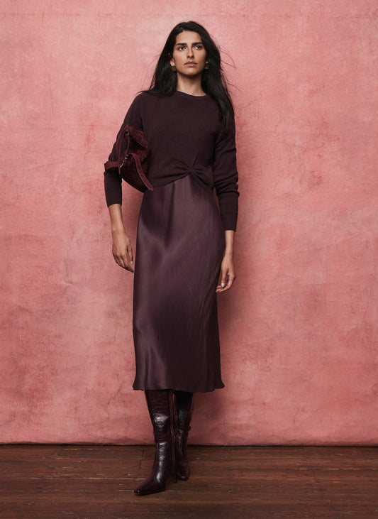 Burgundy Jumper Layered Slip Dress