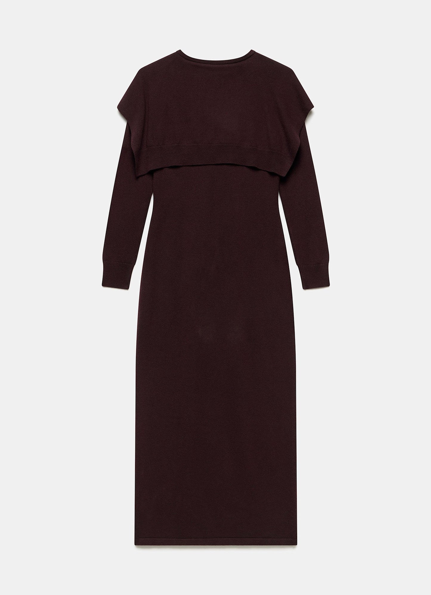 Burgundy Scarf Detail Knit Midi Dress