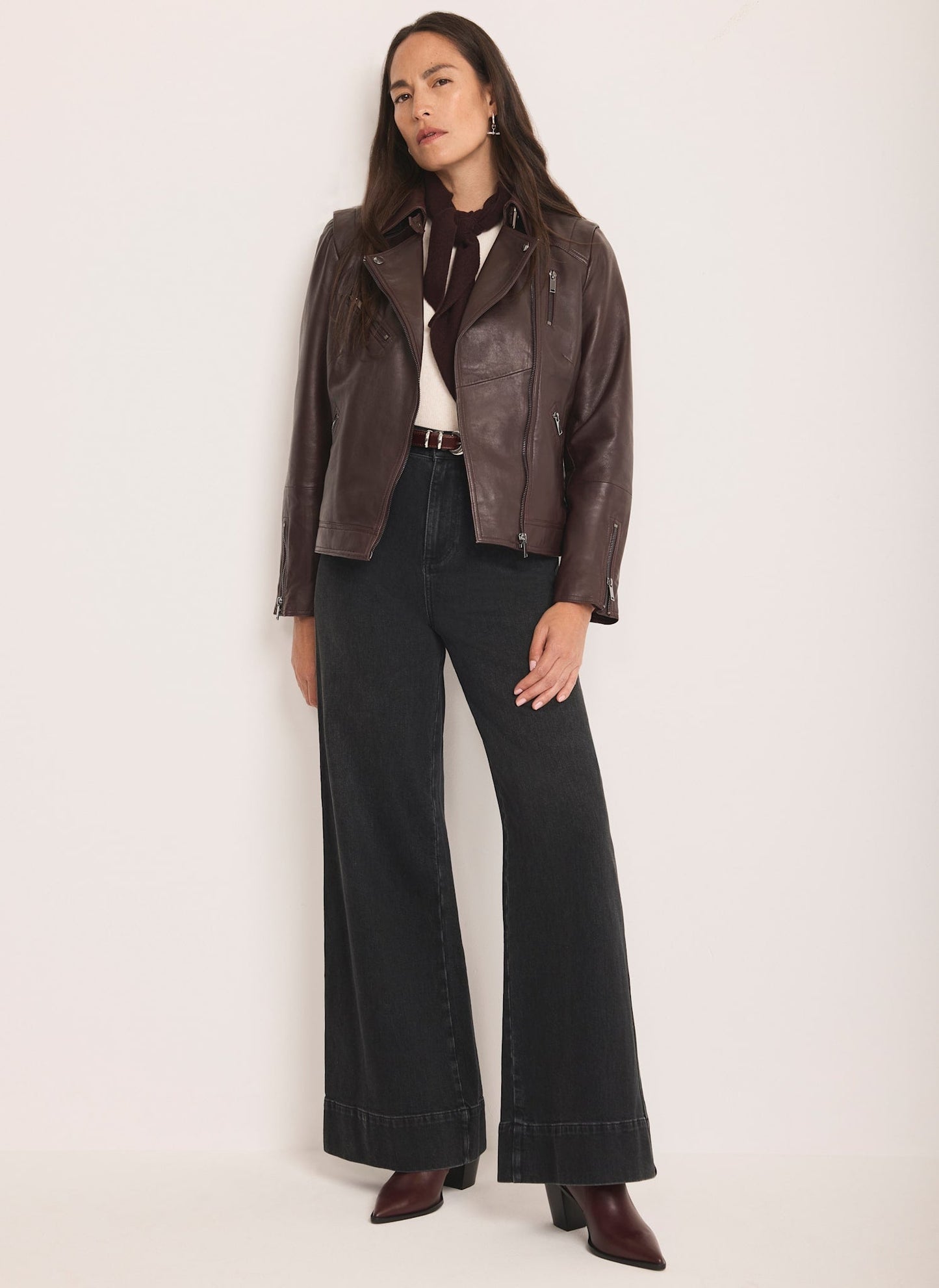 Burgundy Leather Biker Jacket