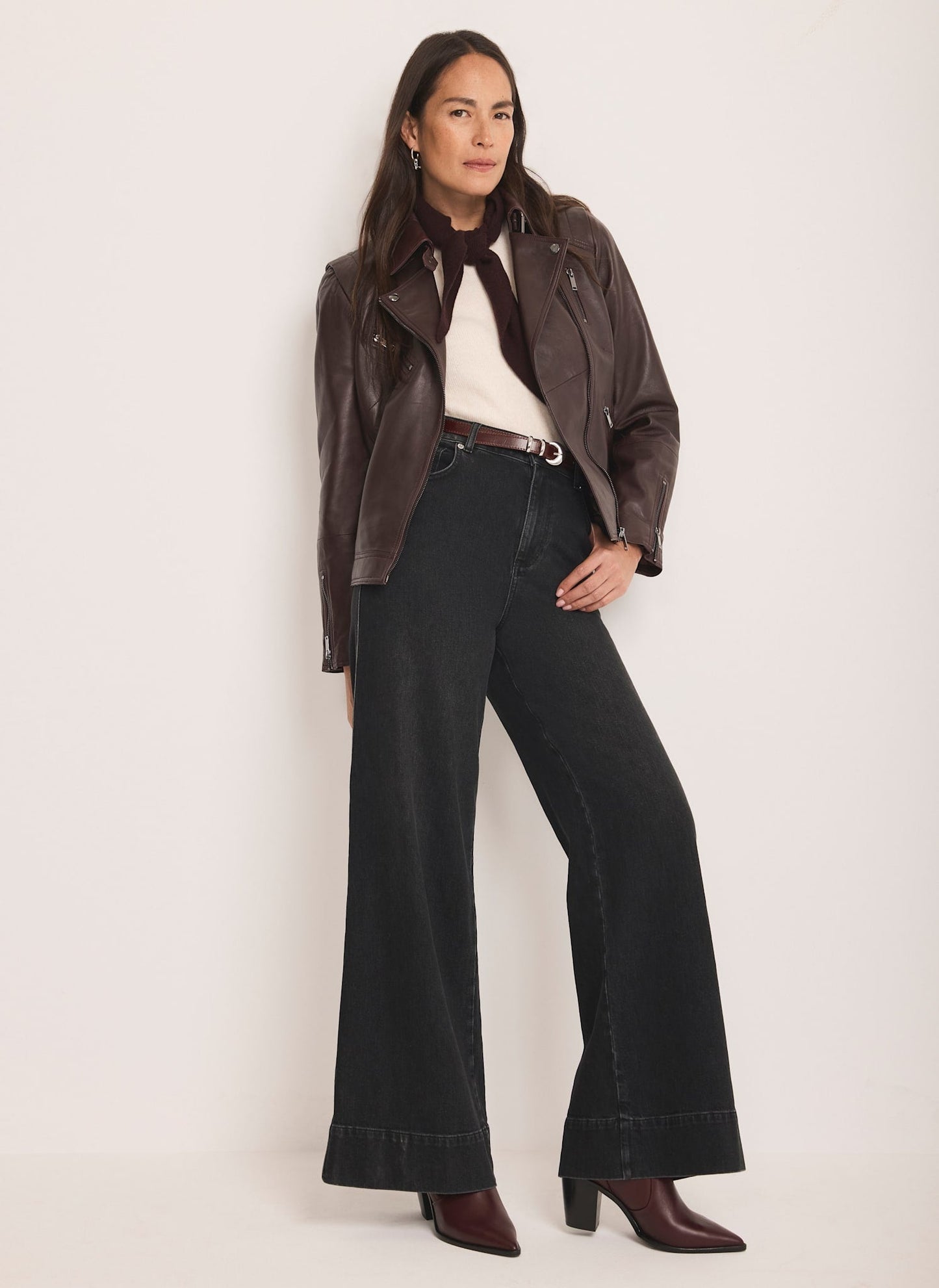 Burgundy Leather Biker Jacket