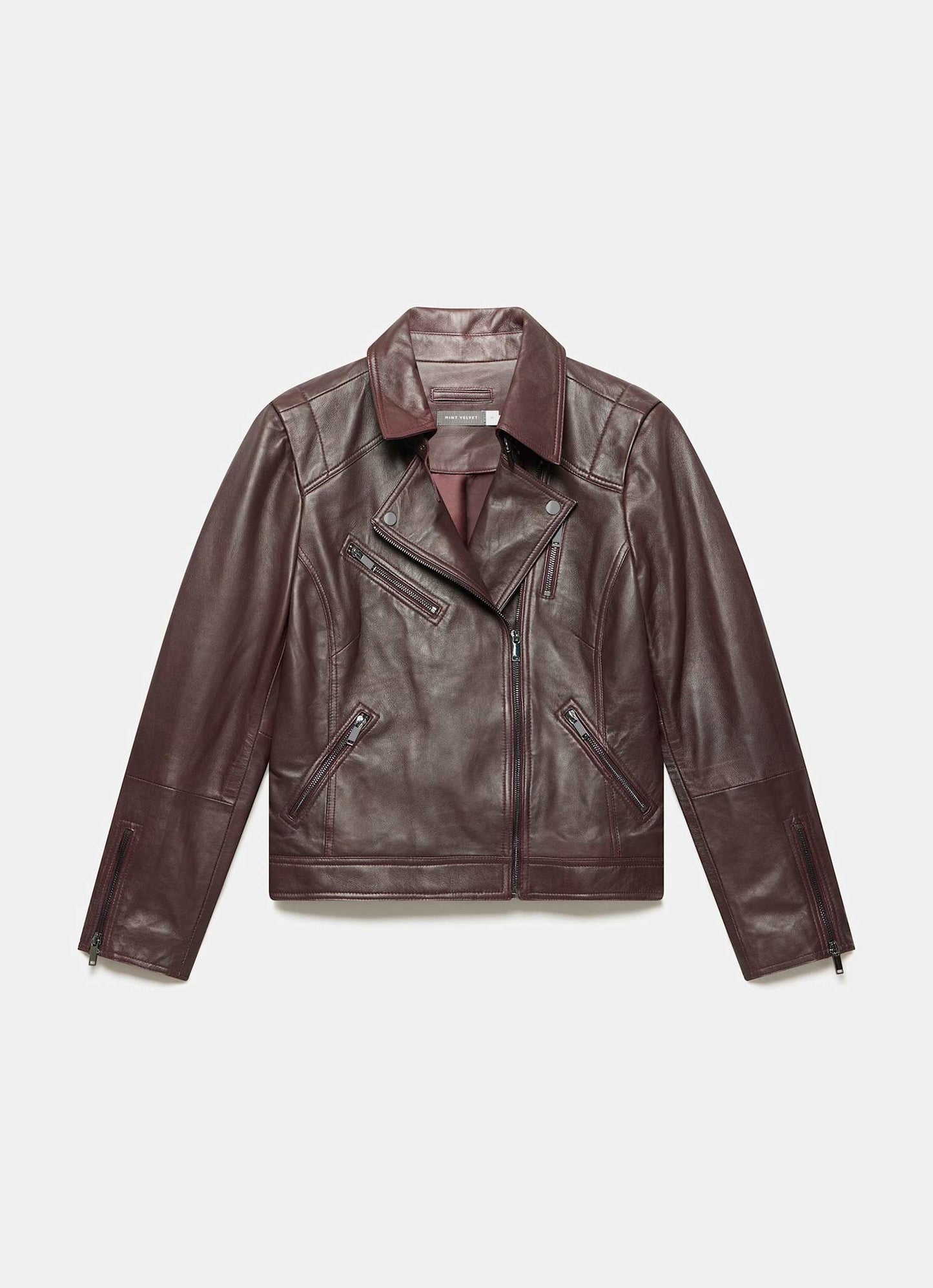 Burgundy Leather Biker Jacket