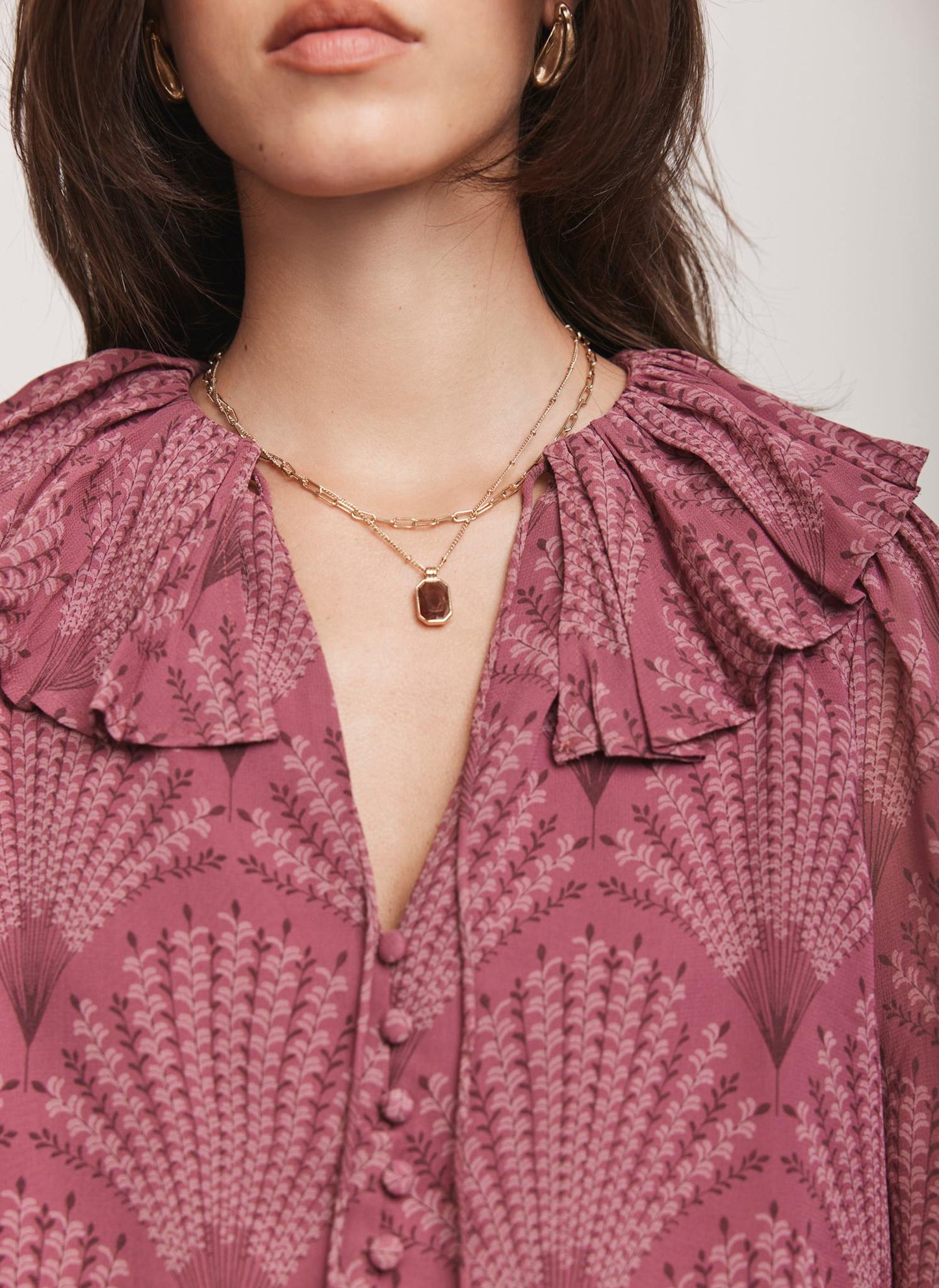 Burgundy Floral Print Blouse