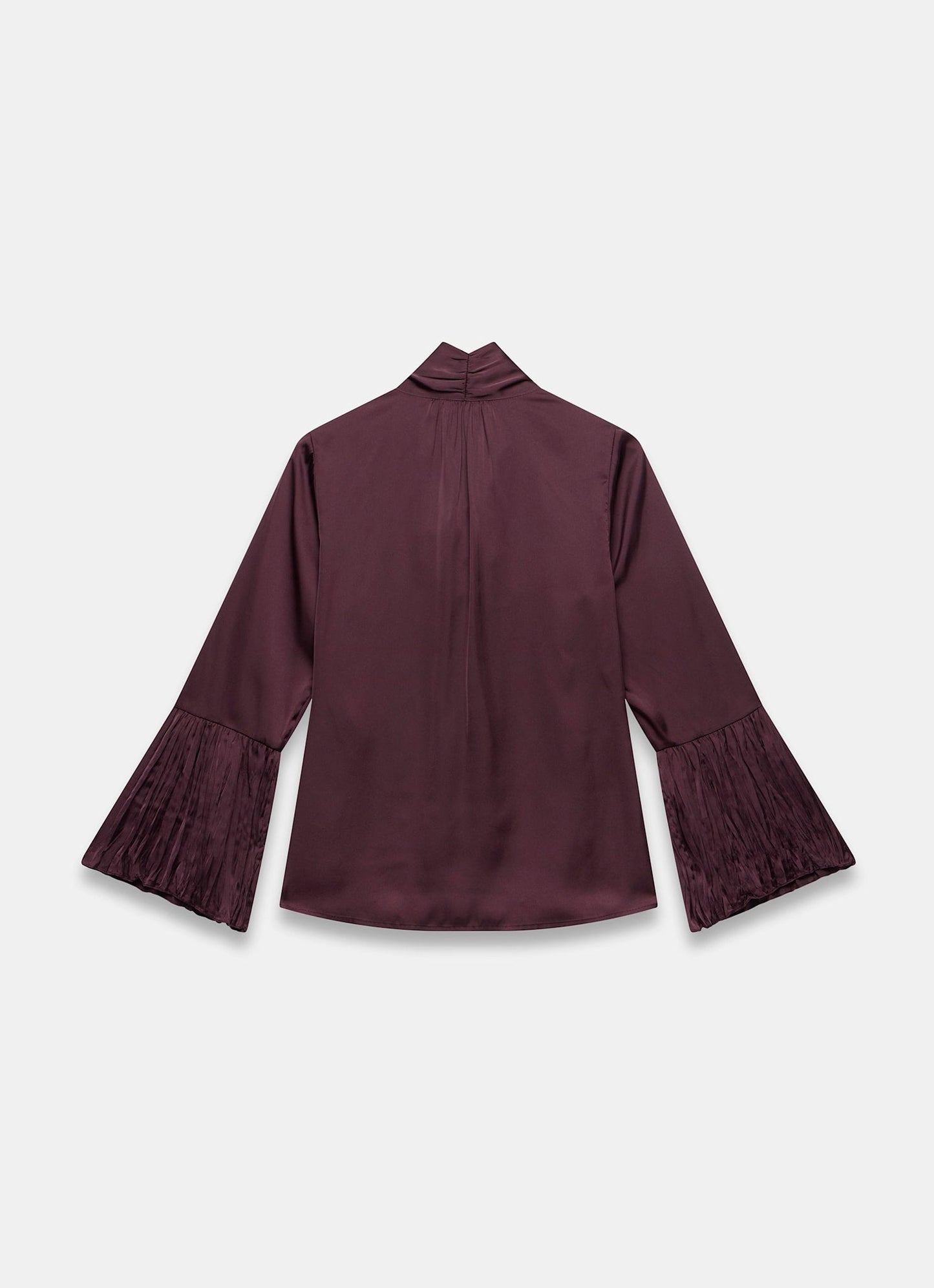 Burgundy Satin Tie Neck Blouse