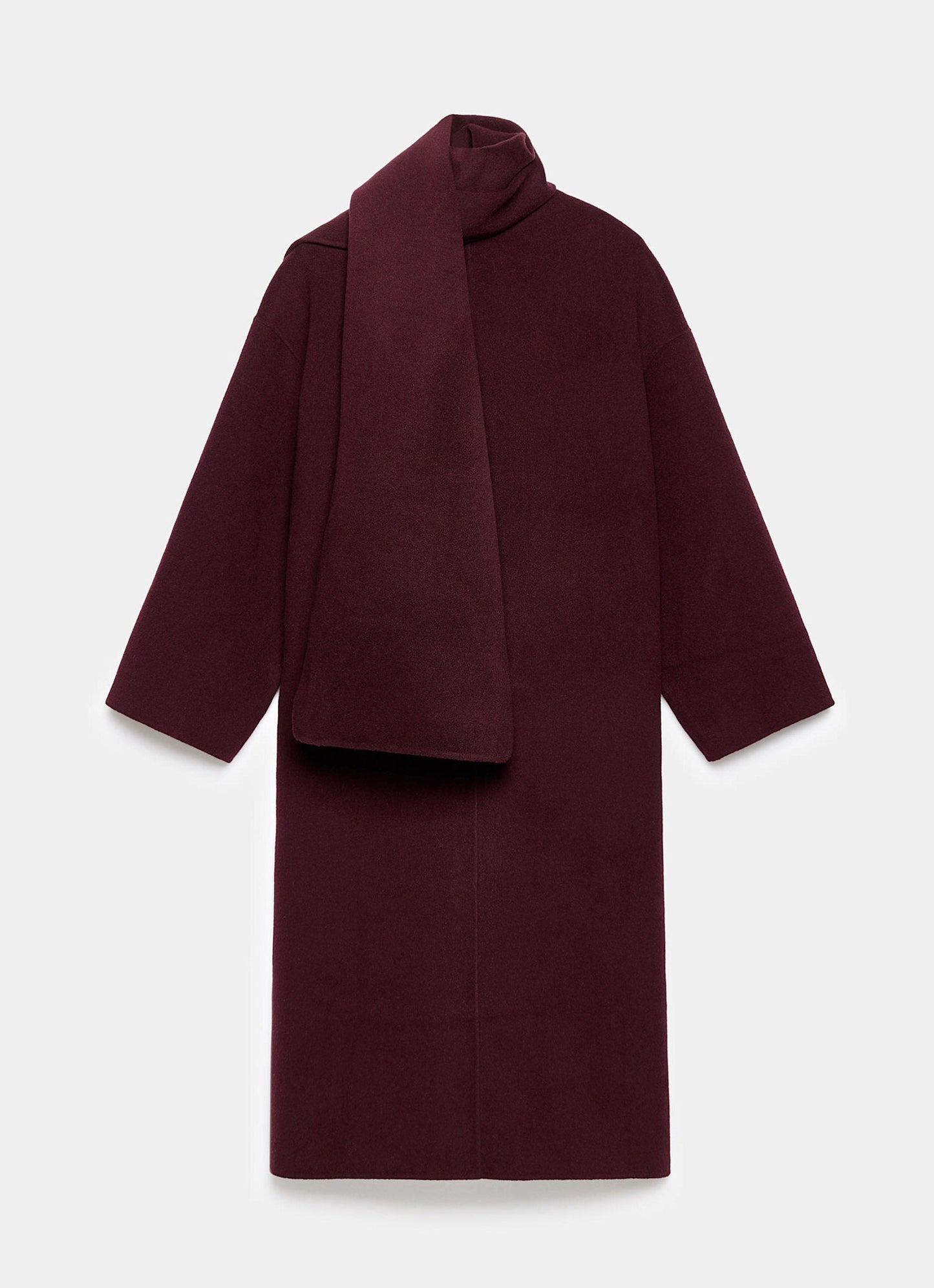 Burgundy Scarf Detail Coat