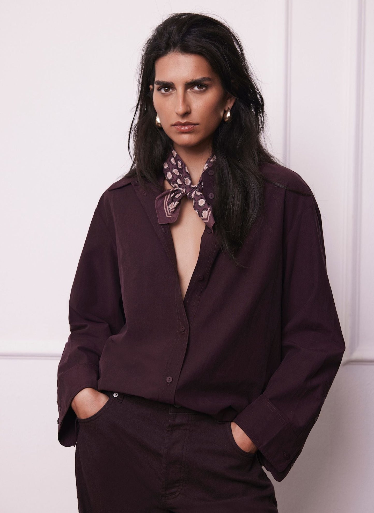 Burgundy Oversized Tailored Shirt