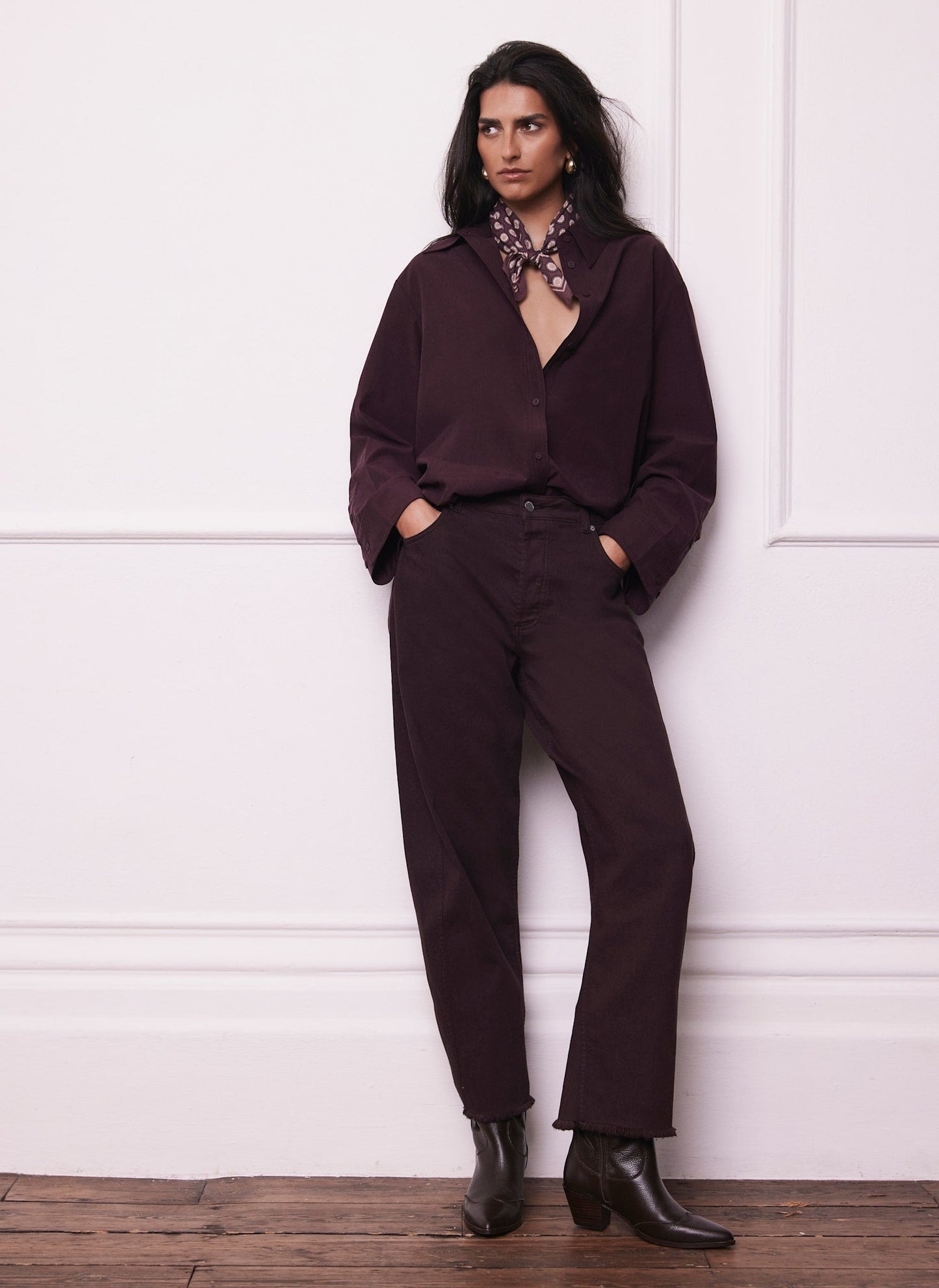 Burgundy Oversized Tailored Shirt
