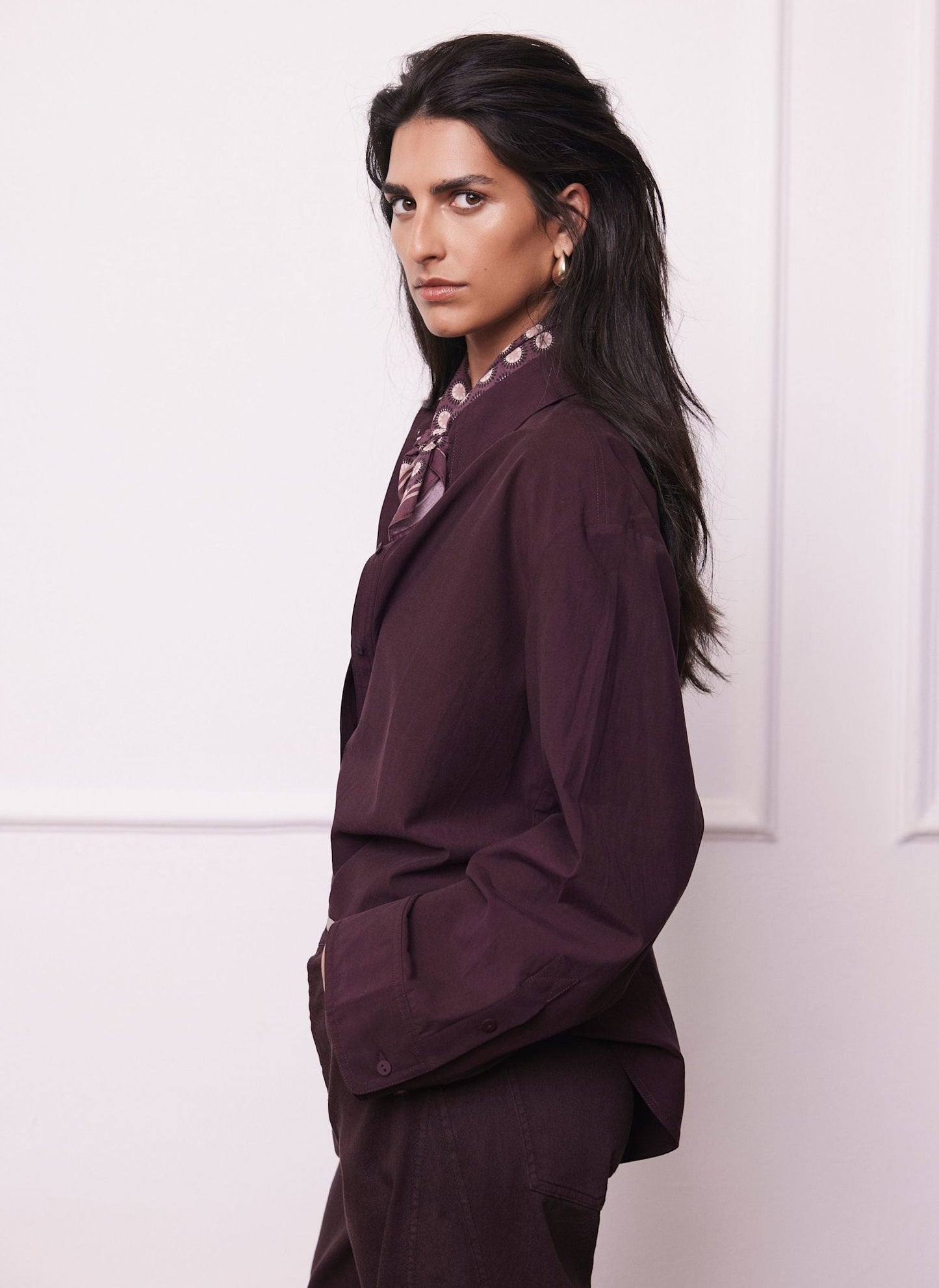 Burgundy Oversized Tailored Shirt