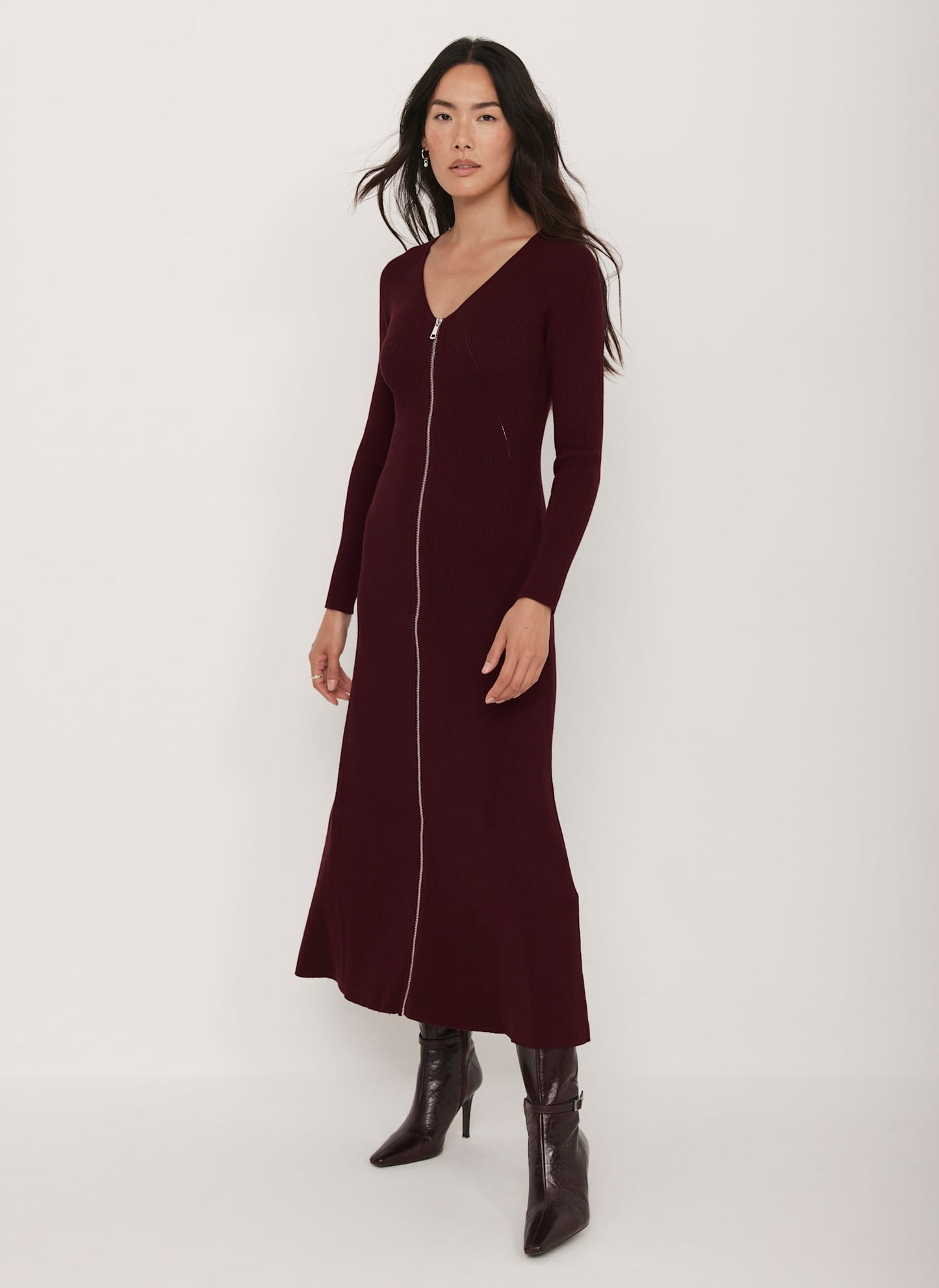 Burgundy Knit Maxi Dress